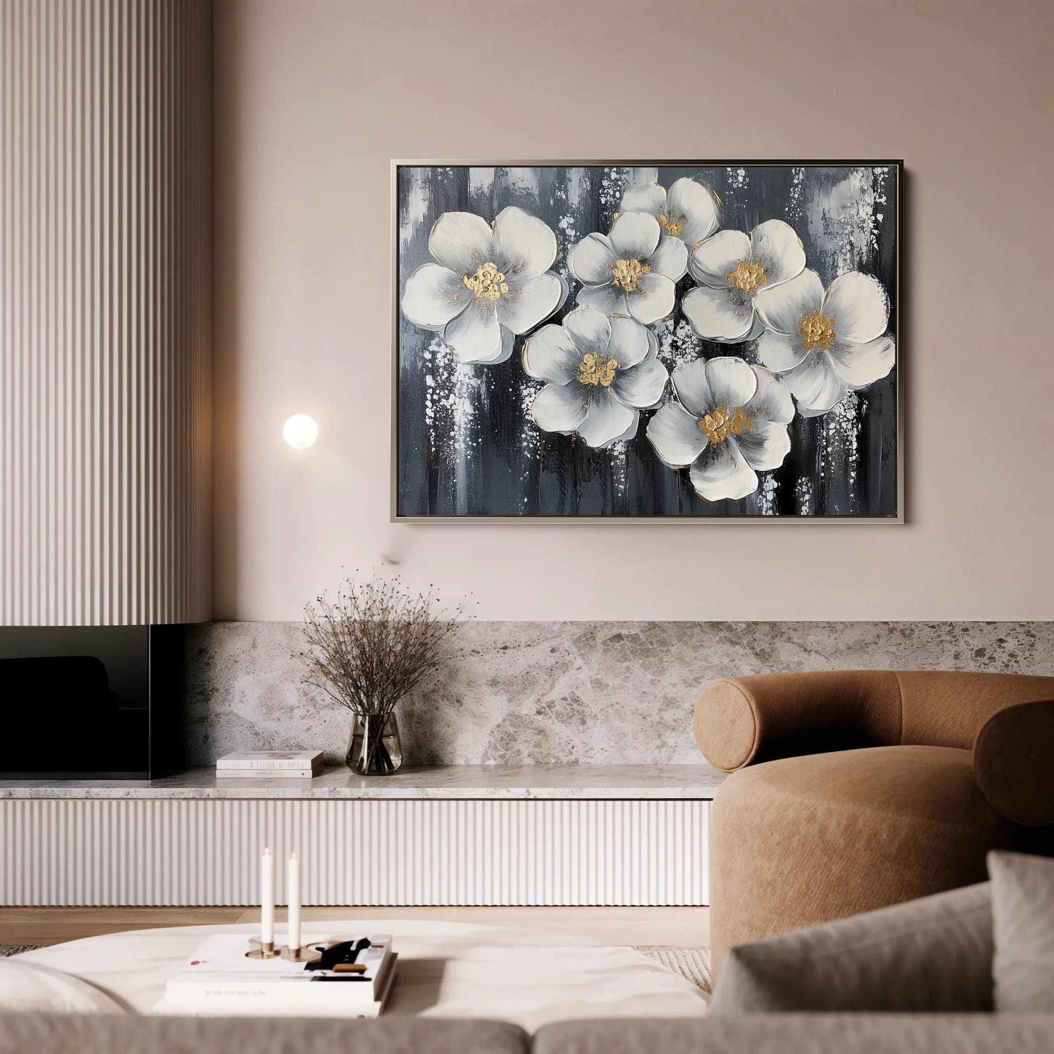 Floral 890 Canvas Art 18" x 24" / 45 x 60 cm / Black
