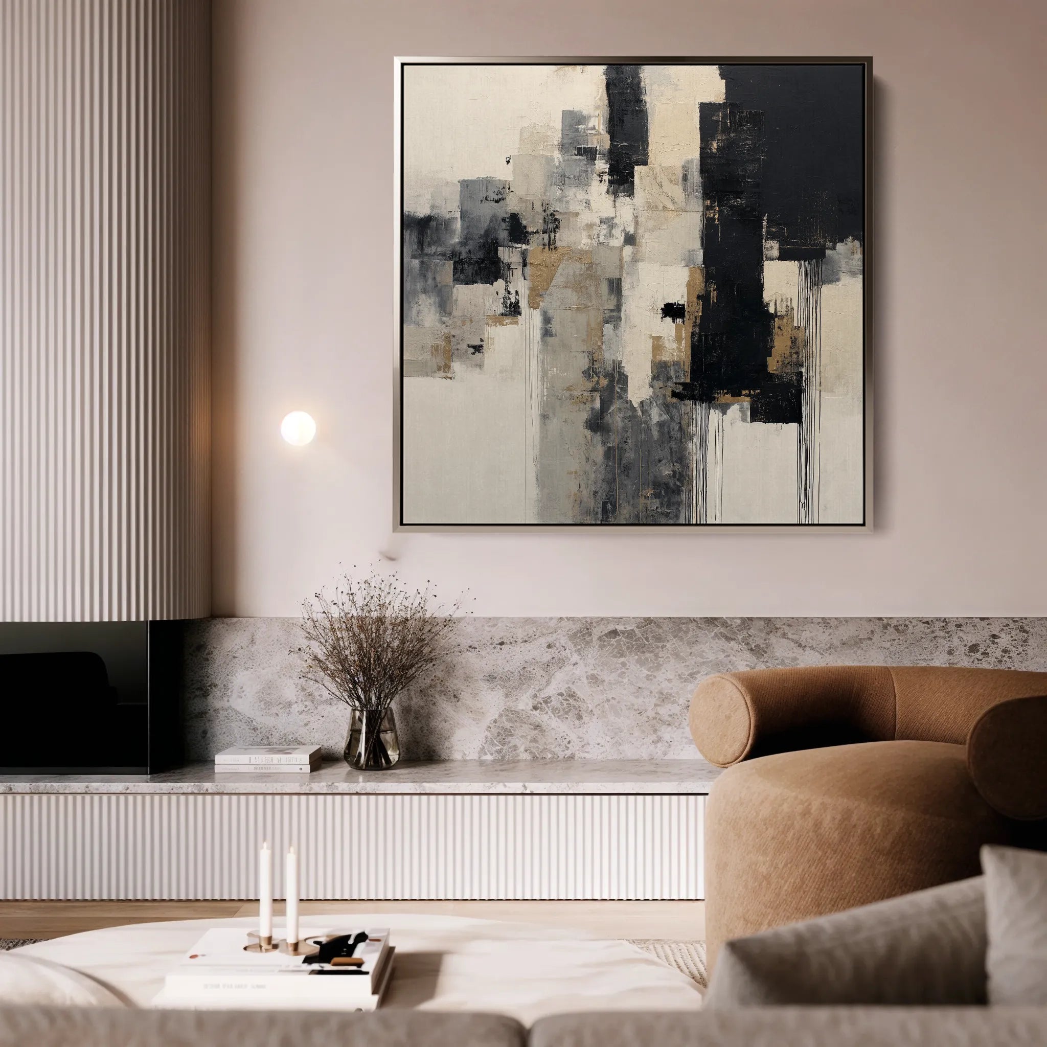 Abstract 891 Canvas Art 16" x 16" / 40 x 40 cm / Black
