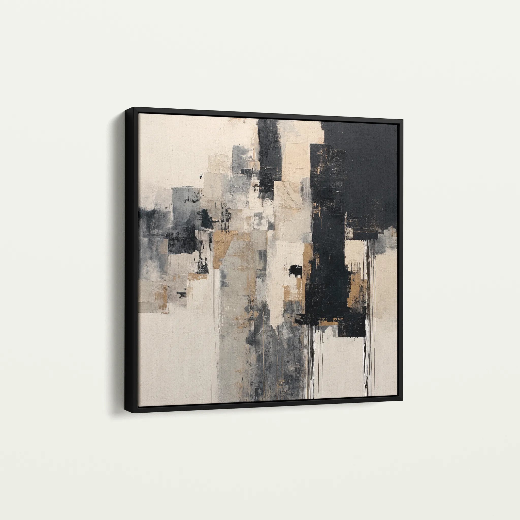 Abstract 891 Canvas Art 16" x 16" / 40 x 40 cm / Black