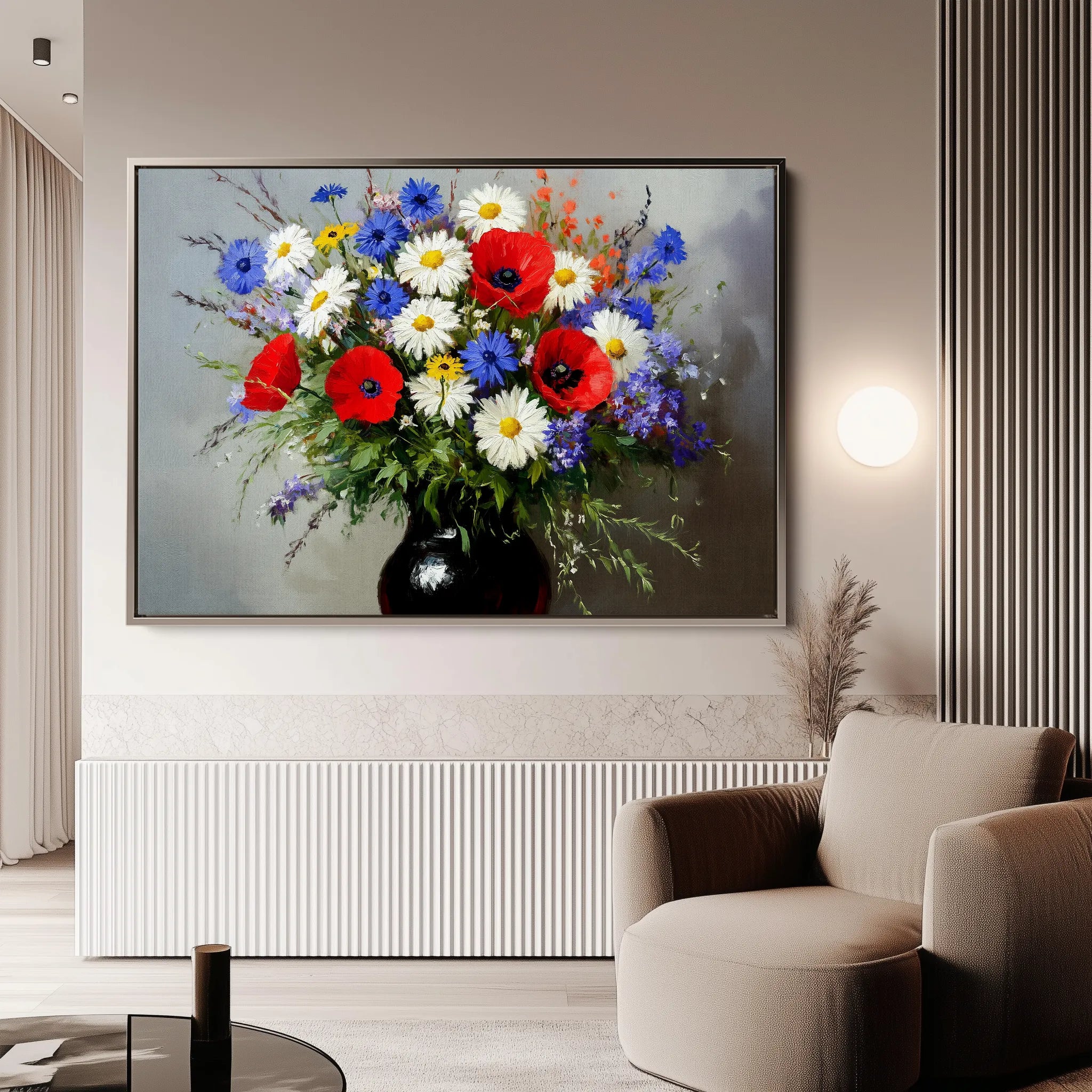 Floral 893 Canvas Art 18" x 24" / 45 x 60 cm / Black