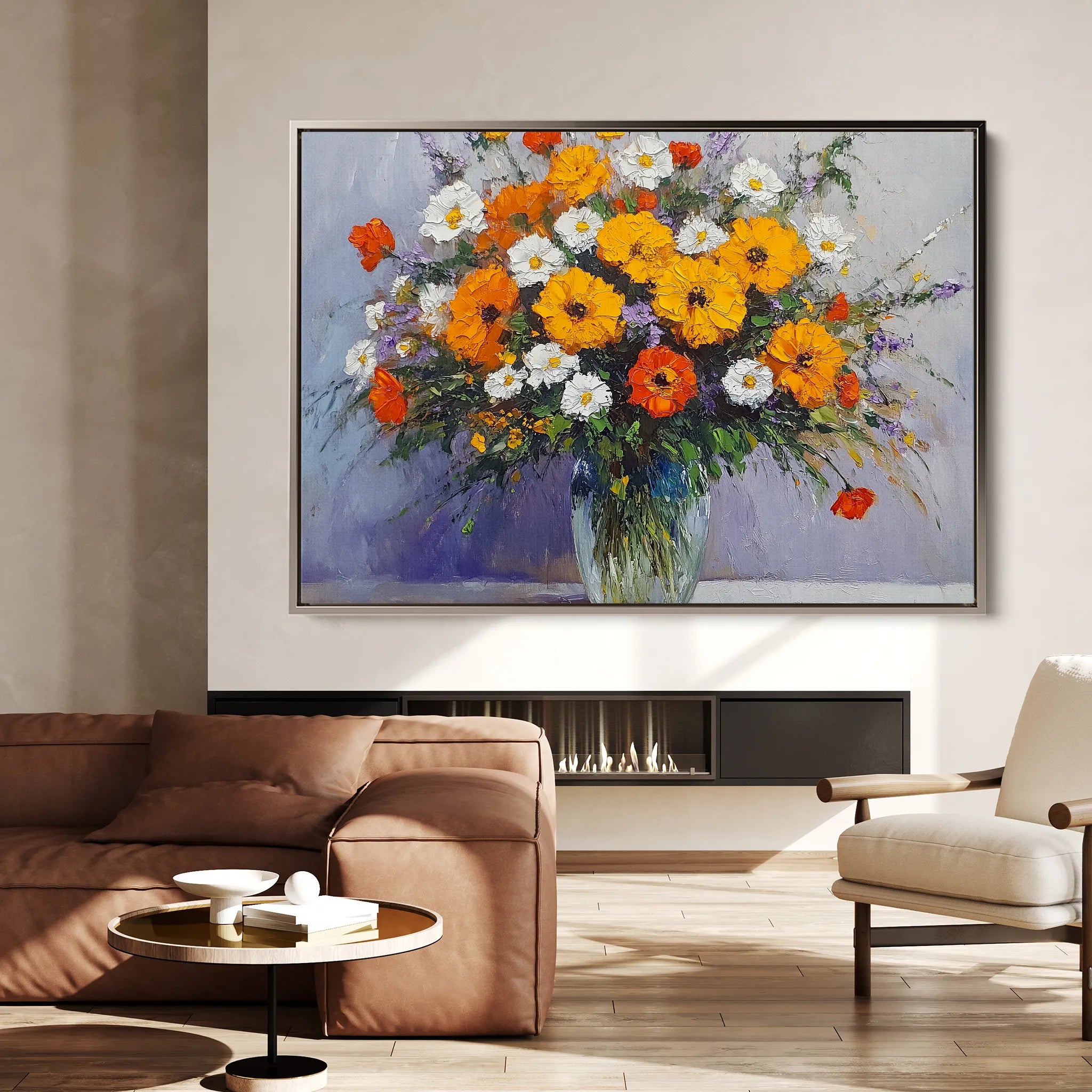 Floral 895 Canvas Art 18" x 24" / 45 x 60 cm / Black