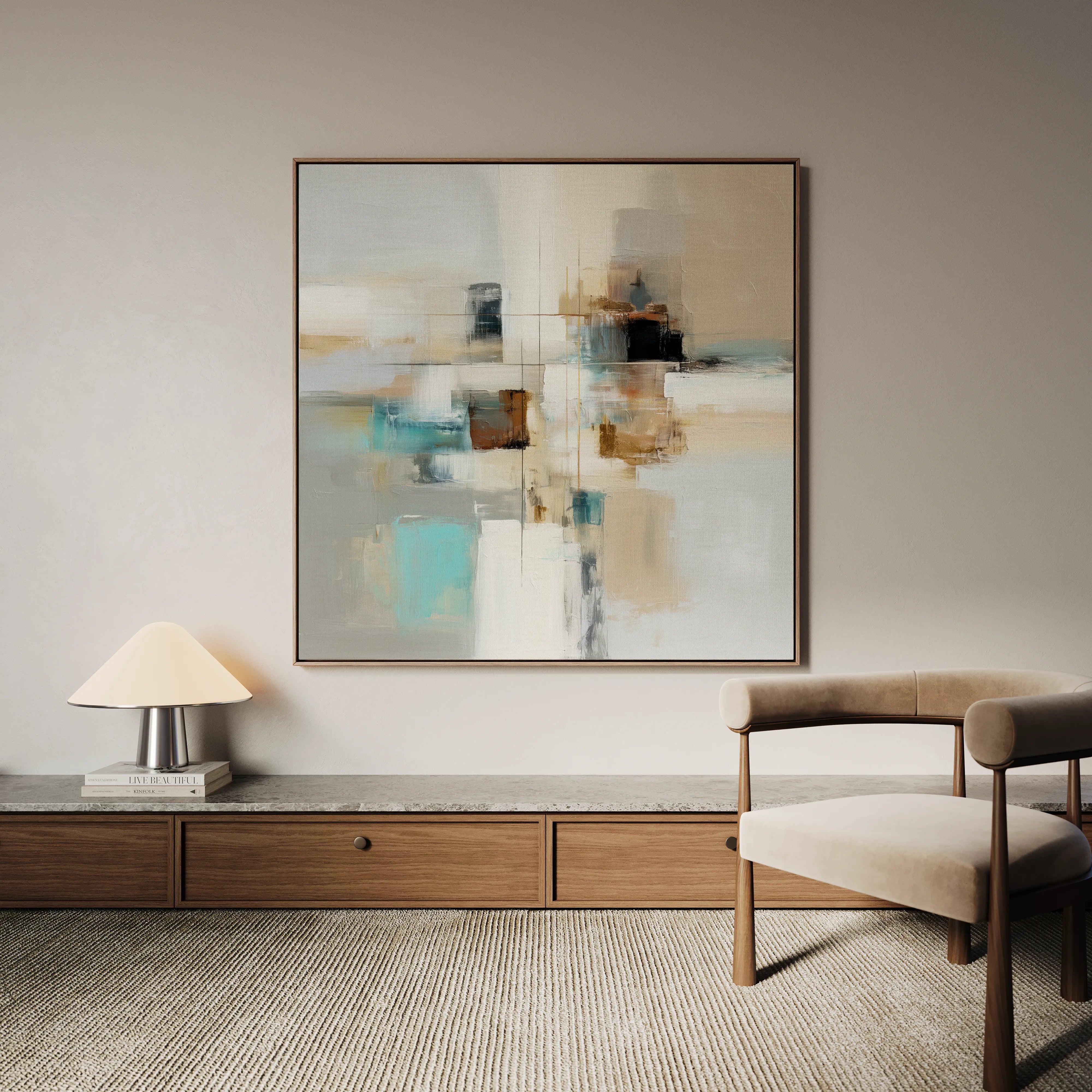 Abstract 897 Canvas Art 16" x 16" / 40 x 40 cm / Black