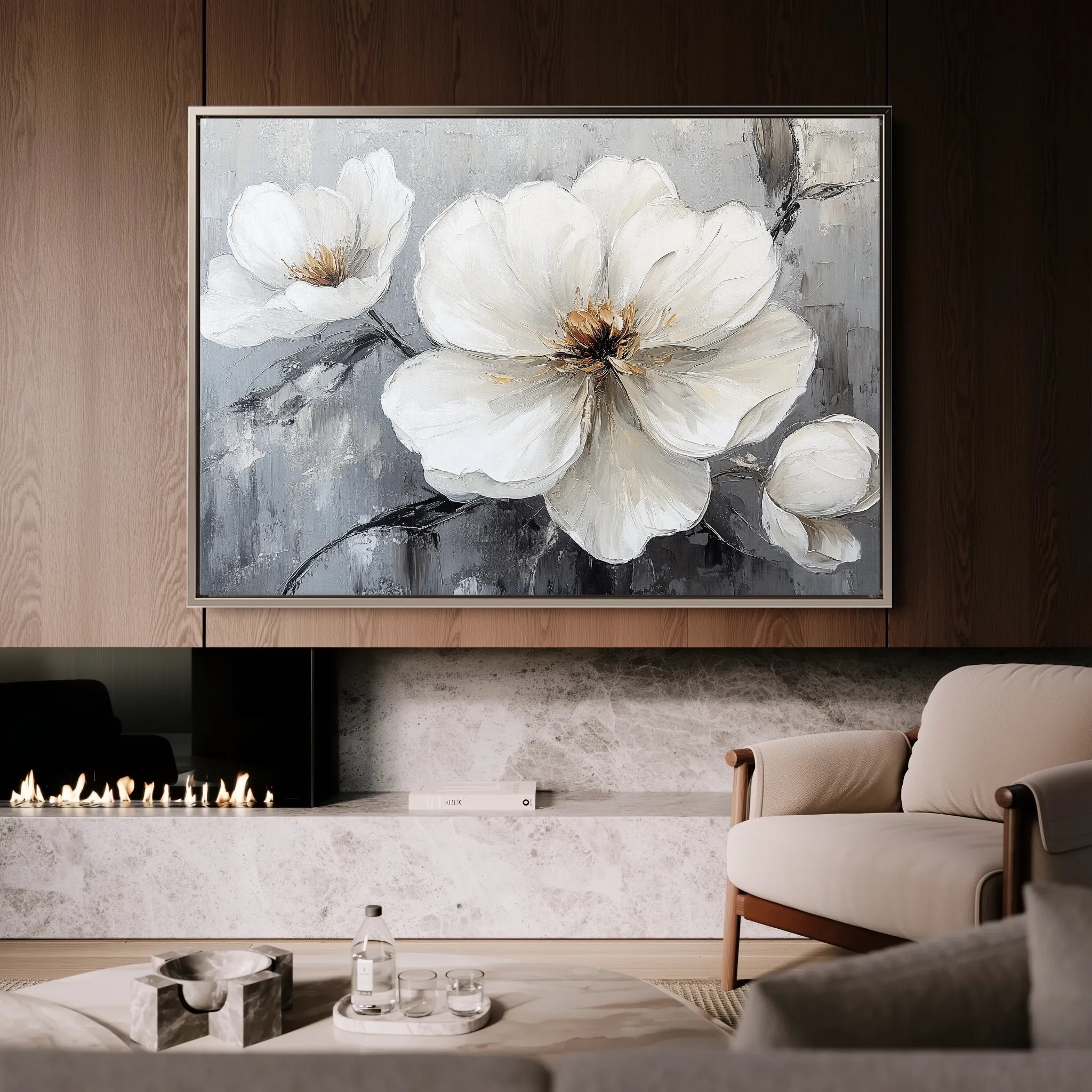 Floral 899 Canvas Art 18" x 24" / 45 x 60 cm / Black
