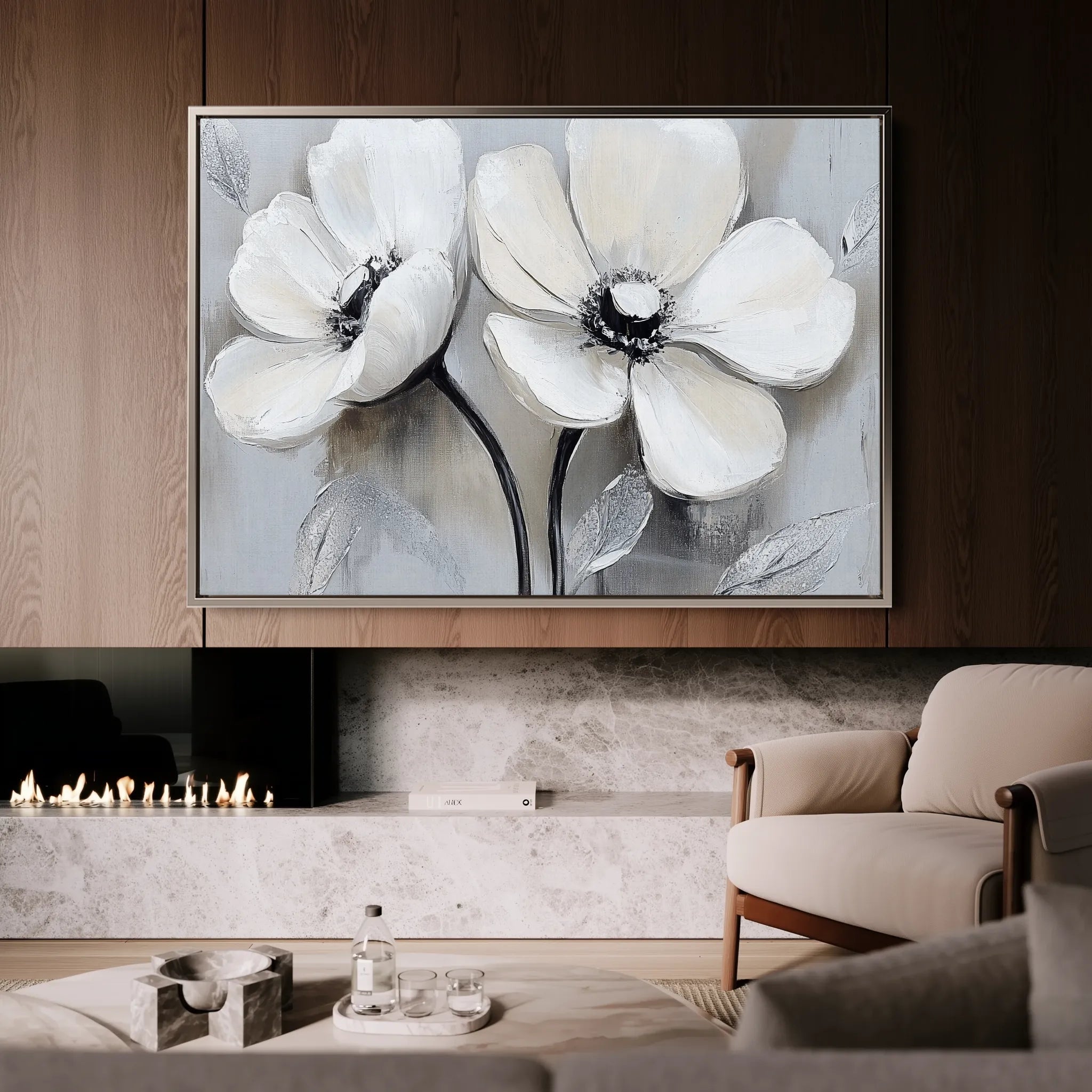 Floral 902 Canvas Art 18" x 24" / 45 x 60 cm / Black