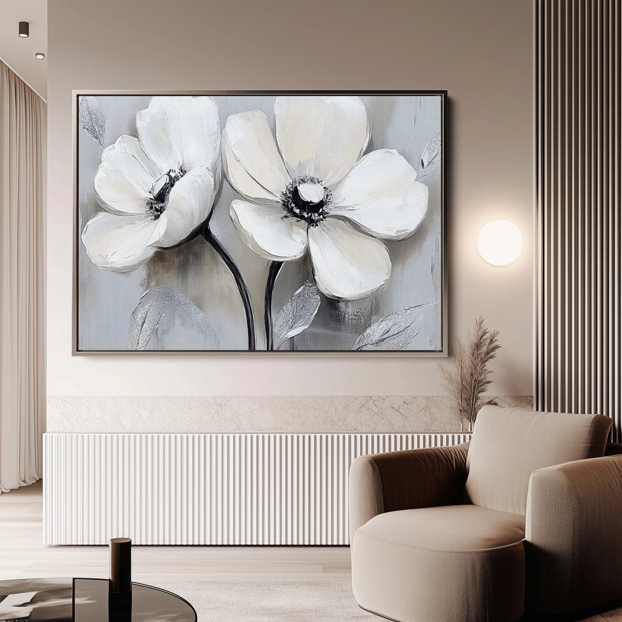 Floral 902 Canvas Art 18" x 24" / 45 x 60 cm / Black