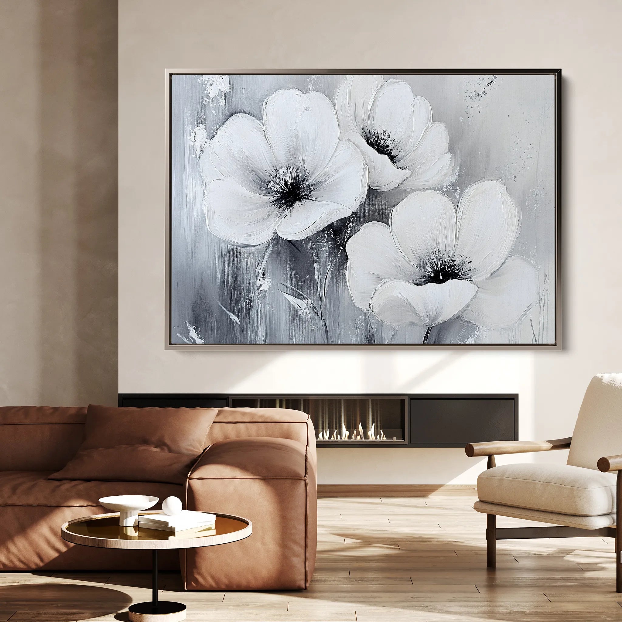 Floral 903 Canvas Art 18" x 24" / 45 x 60 cm / Black