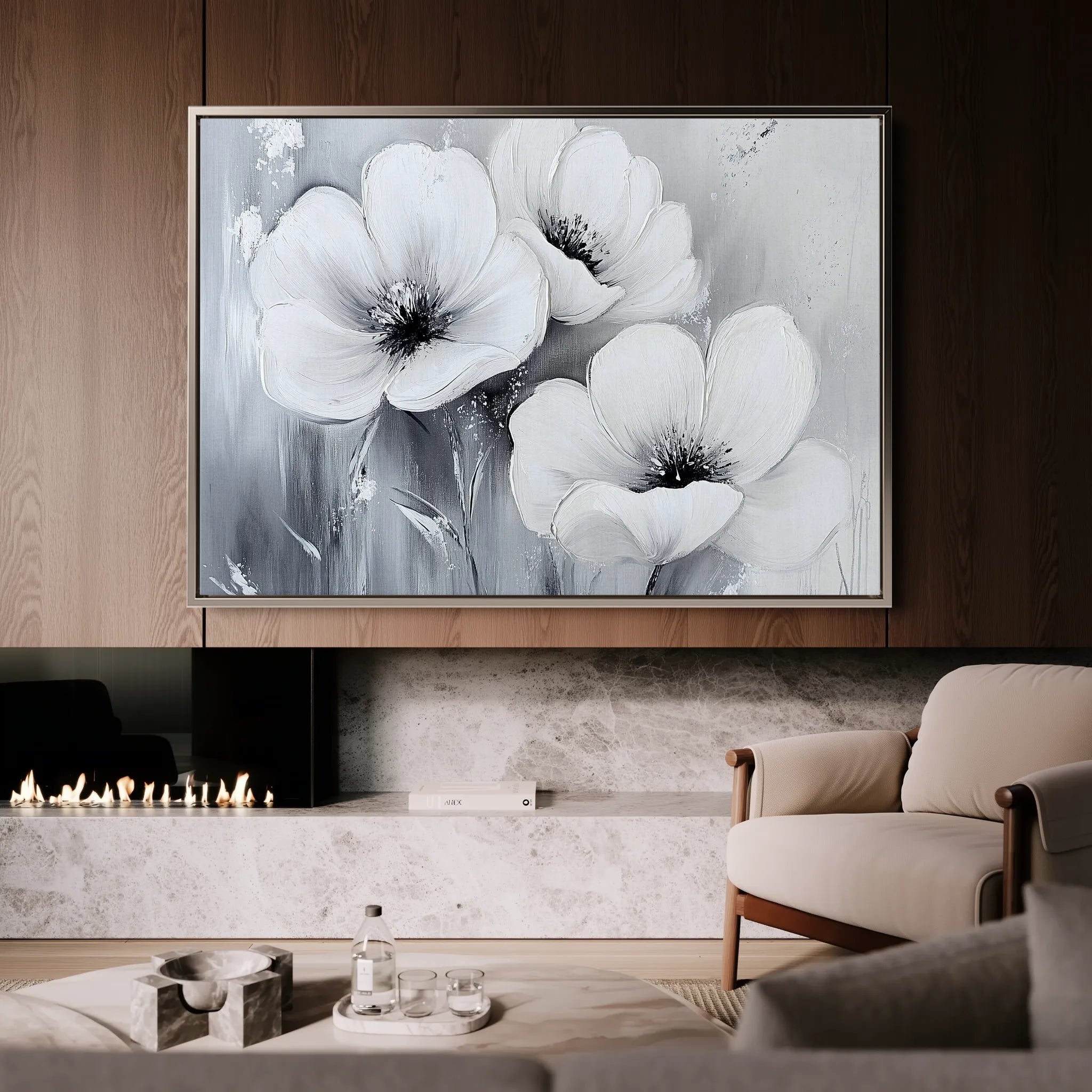 Floral 903 Canvas Art 18" x 24" / 45 x 60 cm / Black
