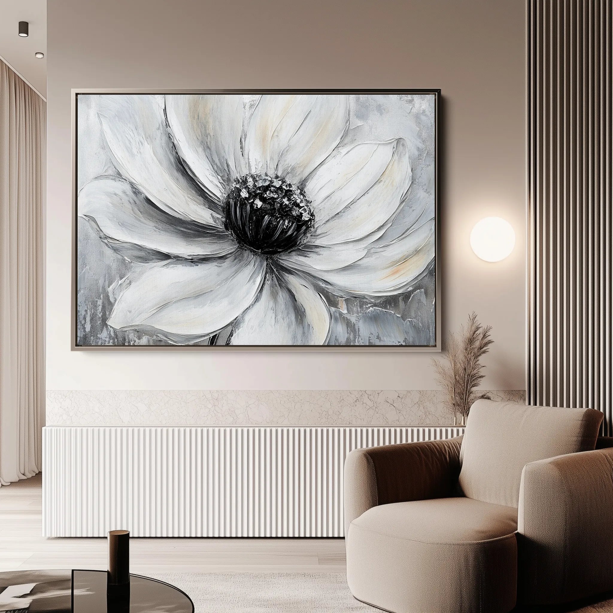 Floral 904 Canvas Art 18" x 24" / 45 x 60 cm / Black