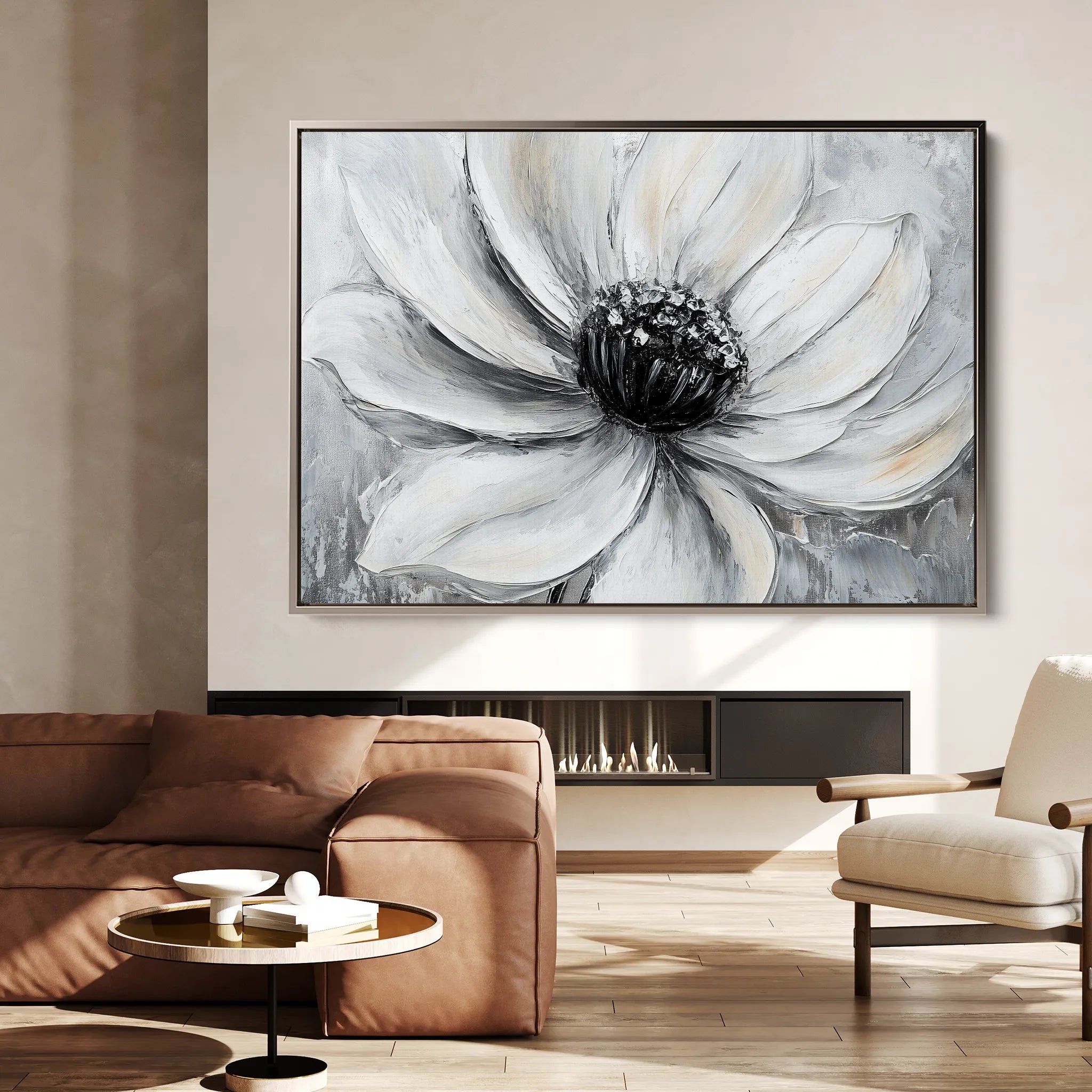 Floral 904 Canvas Art 18" x 24" / 45 x 60 cm / Black