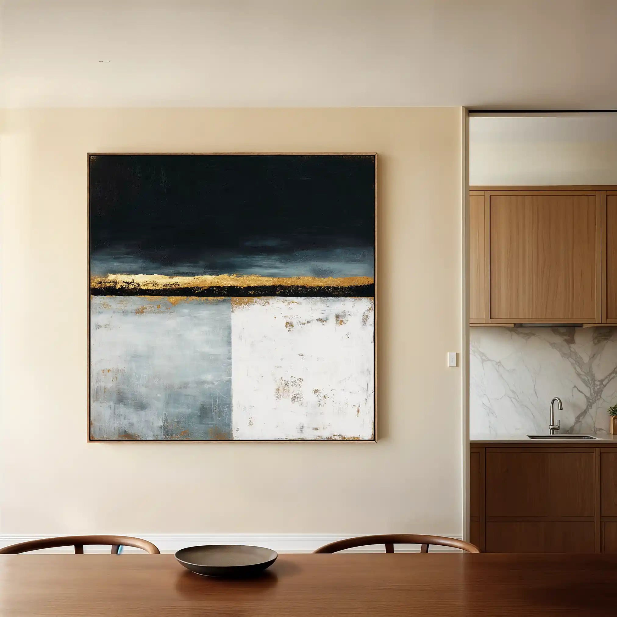 Abstract 907 Canvas Art 16" x 16" / 40 x 40 cm / Black