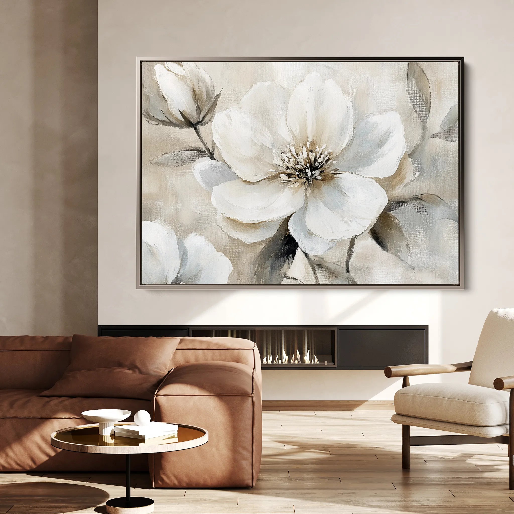 Floral 907 Canvas Art 18" x 24" / 45 x 60 cm / Black
