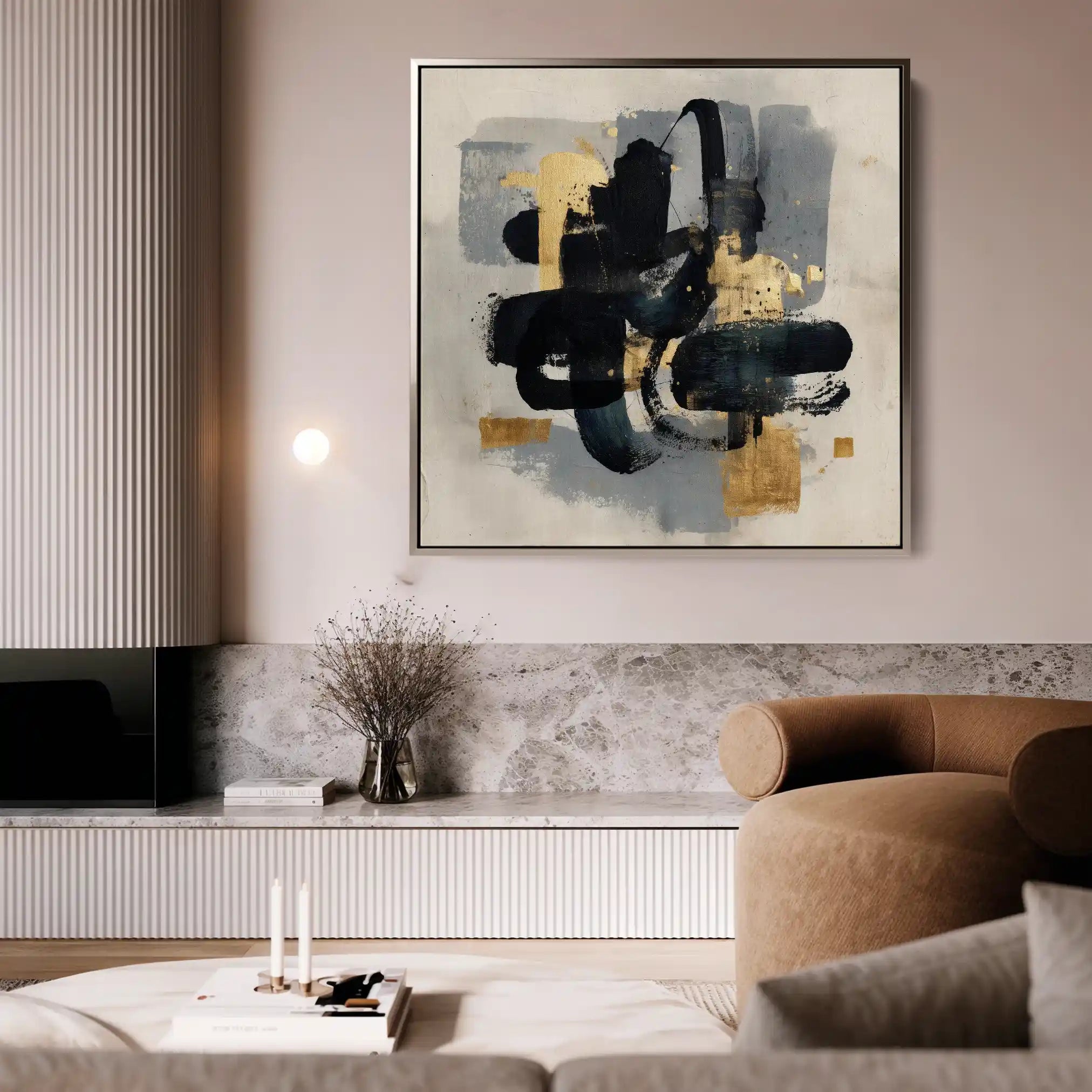 Abstract 908 Canvas Art 16" x 16" / 40 x 40 cm / Black