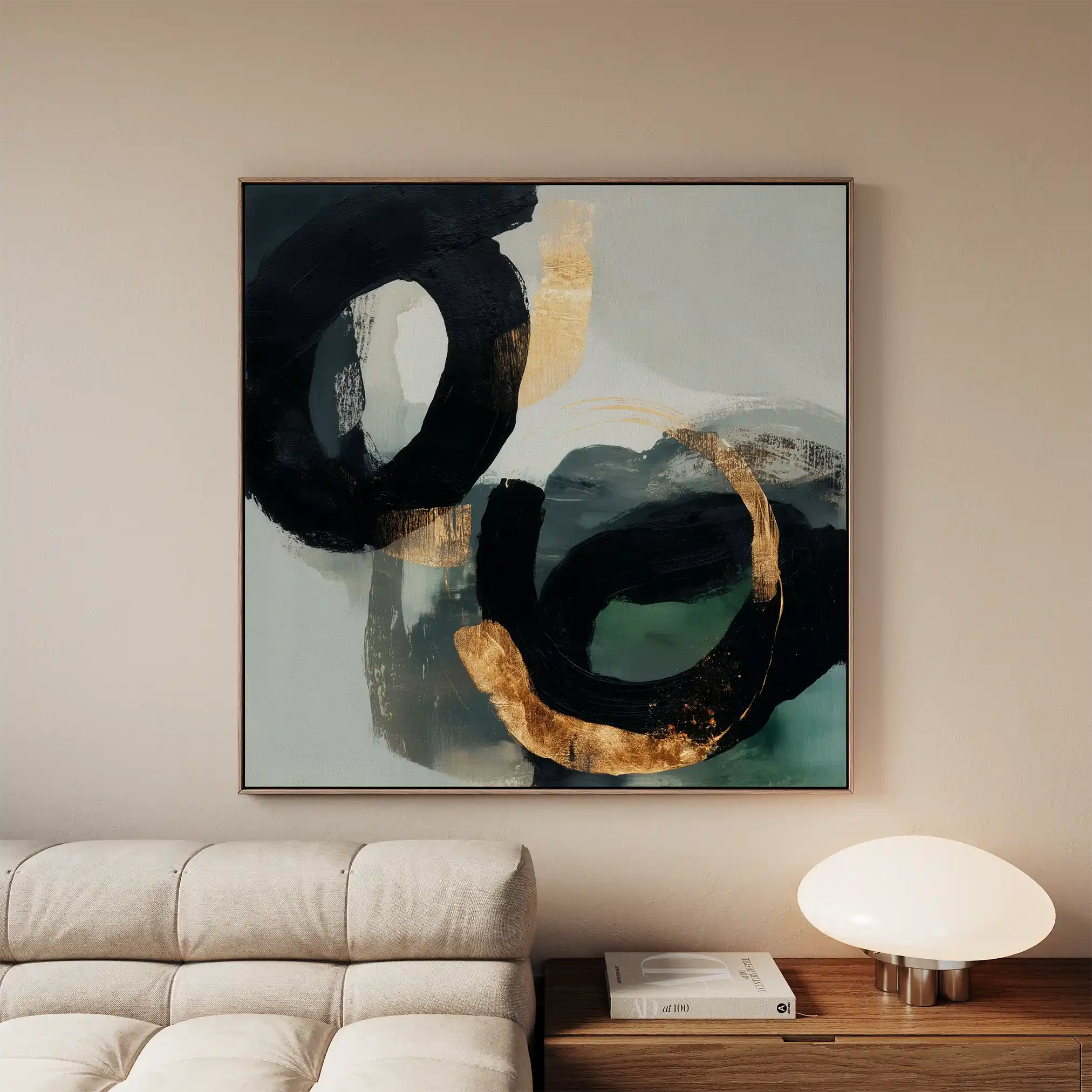 Abstract 909 Canvas Art 16" x 16" / 40 x 40 cm / Black