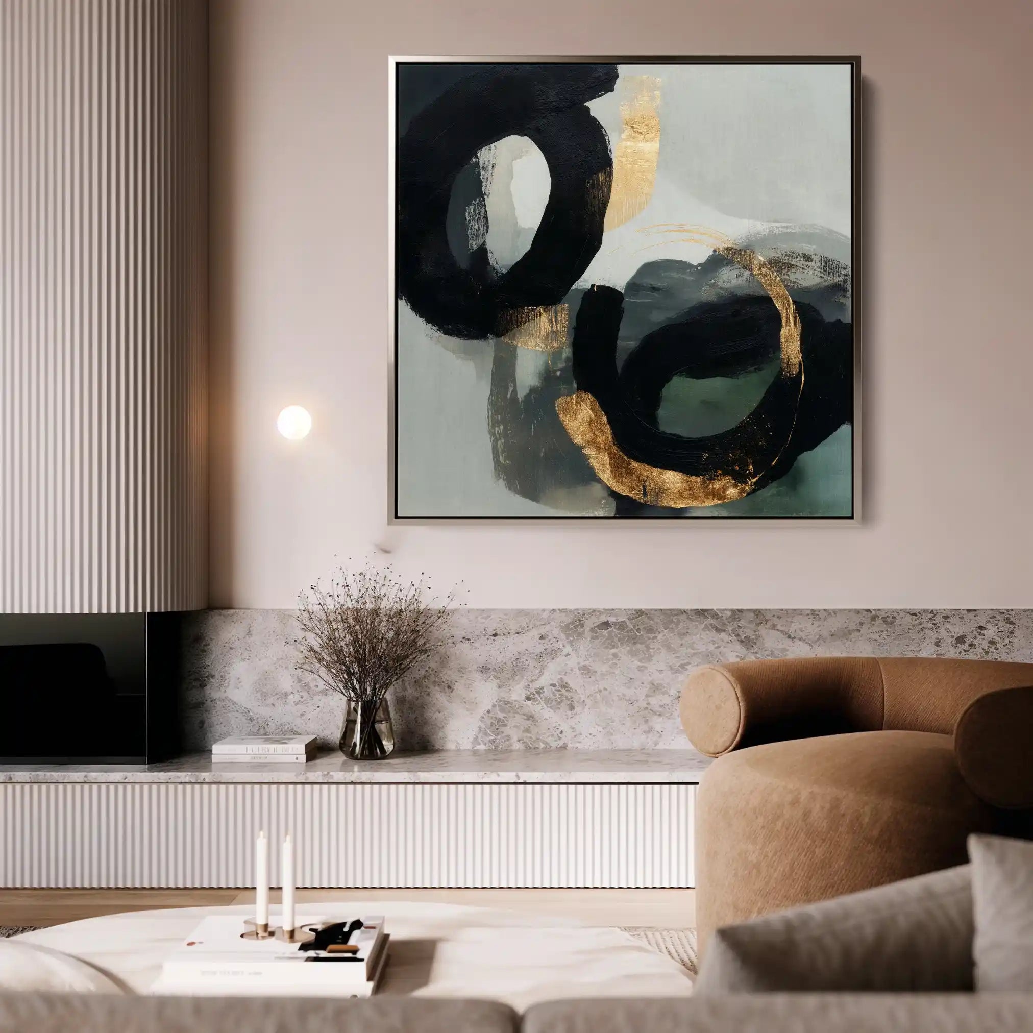 Abstract 909 Canvas Art 16" x 16" / 40 x 40 cm / Black