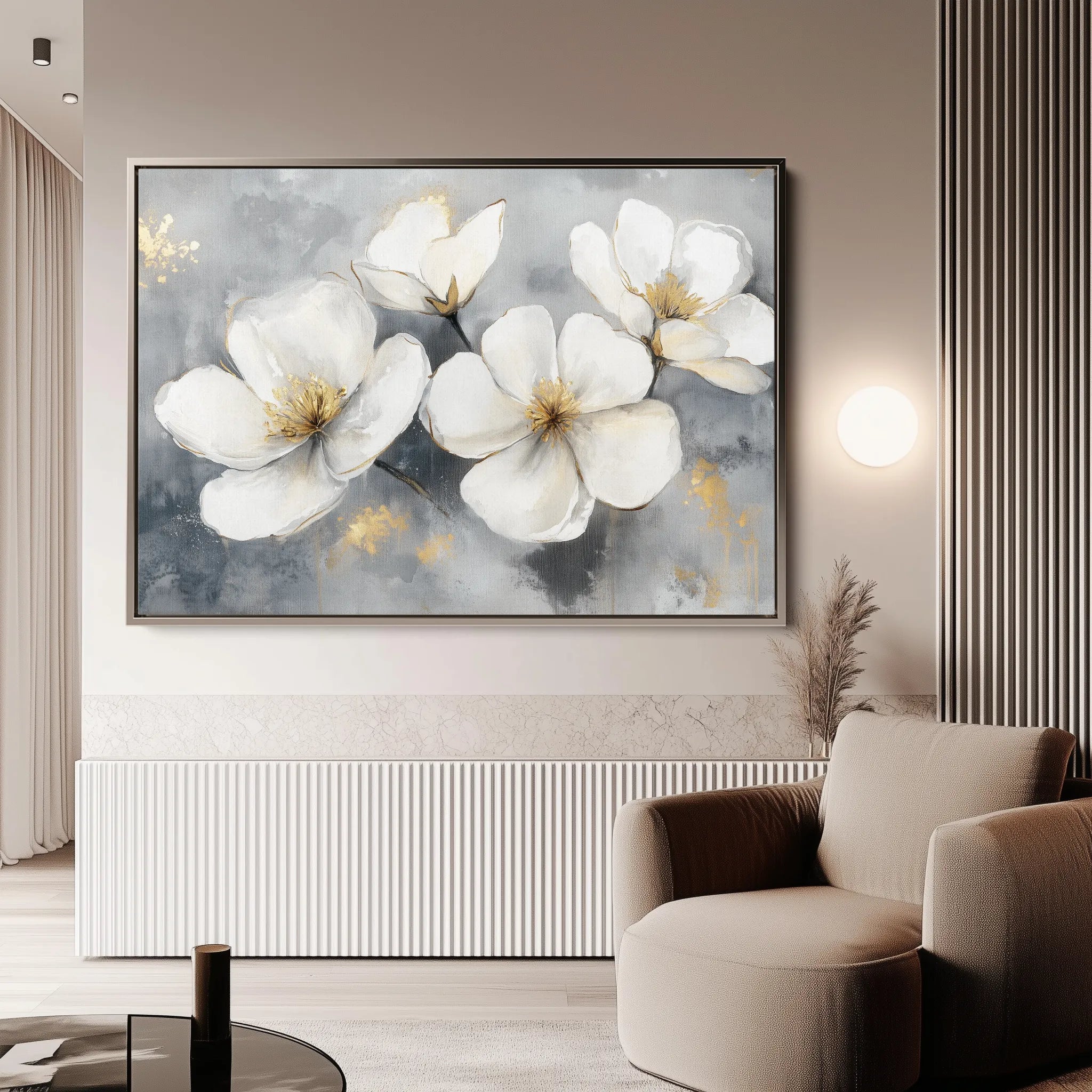 Floral 910 Canvas Art 18" x 24" / 45 x 60 cm / Black