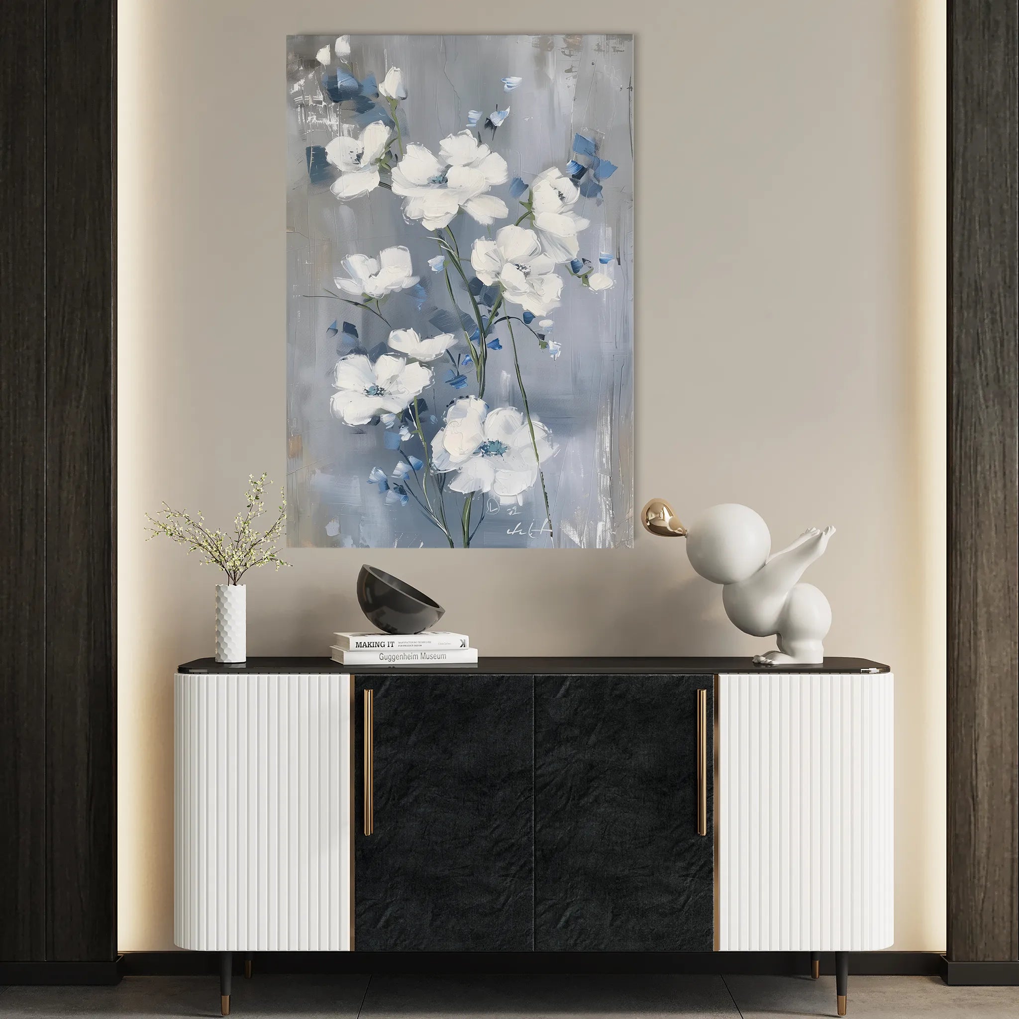 Floral 912 Canvas Art 18" x 24" / 45 x 60 cm / Black