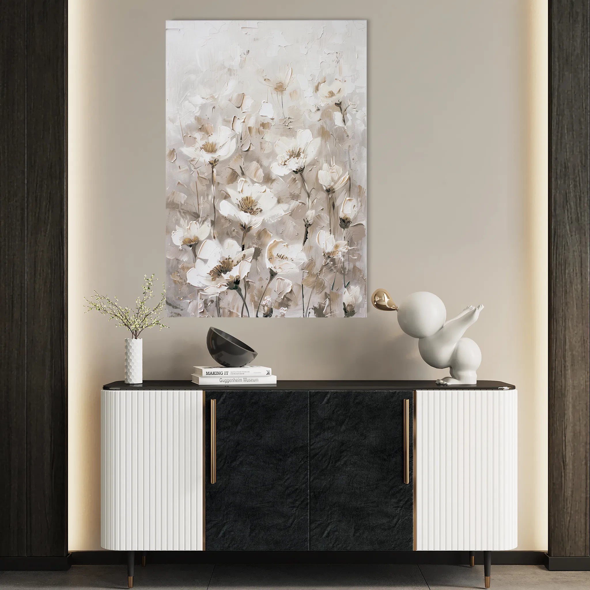 Floral 913 Canvas Art 18" x 24" / 45 x 60 cm / Black