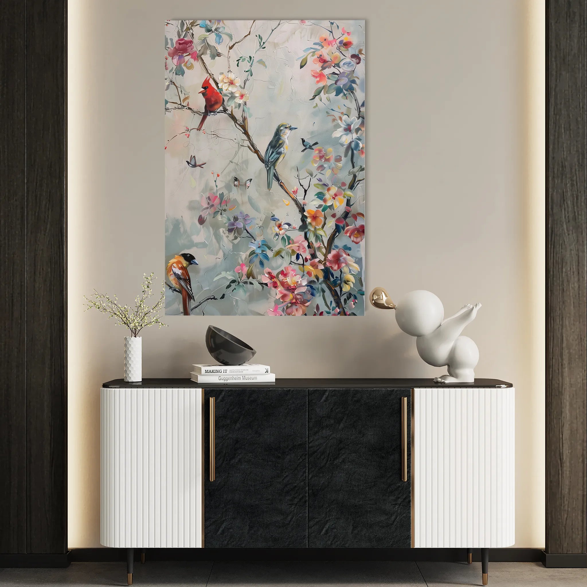 Floral 914 Canvas Art 18" x 24" / 45 x 60 cm / Black