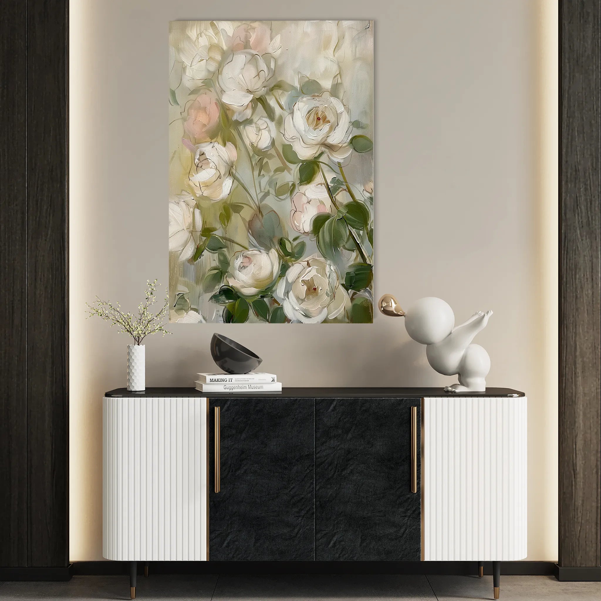 Floral 915 Canvas Art 18" x 24" / 45 x 60 cm / Black