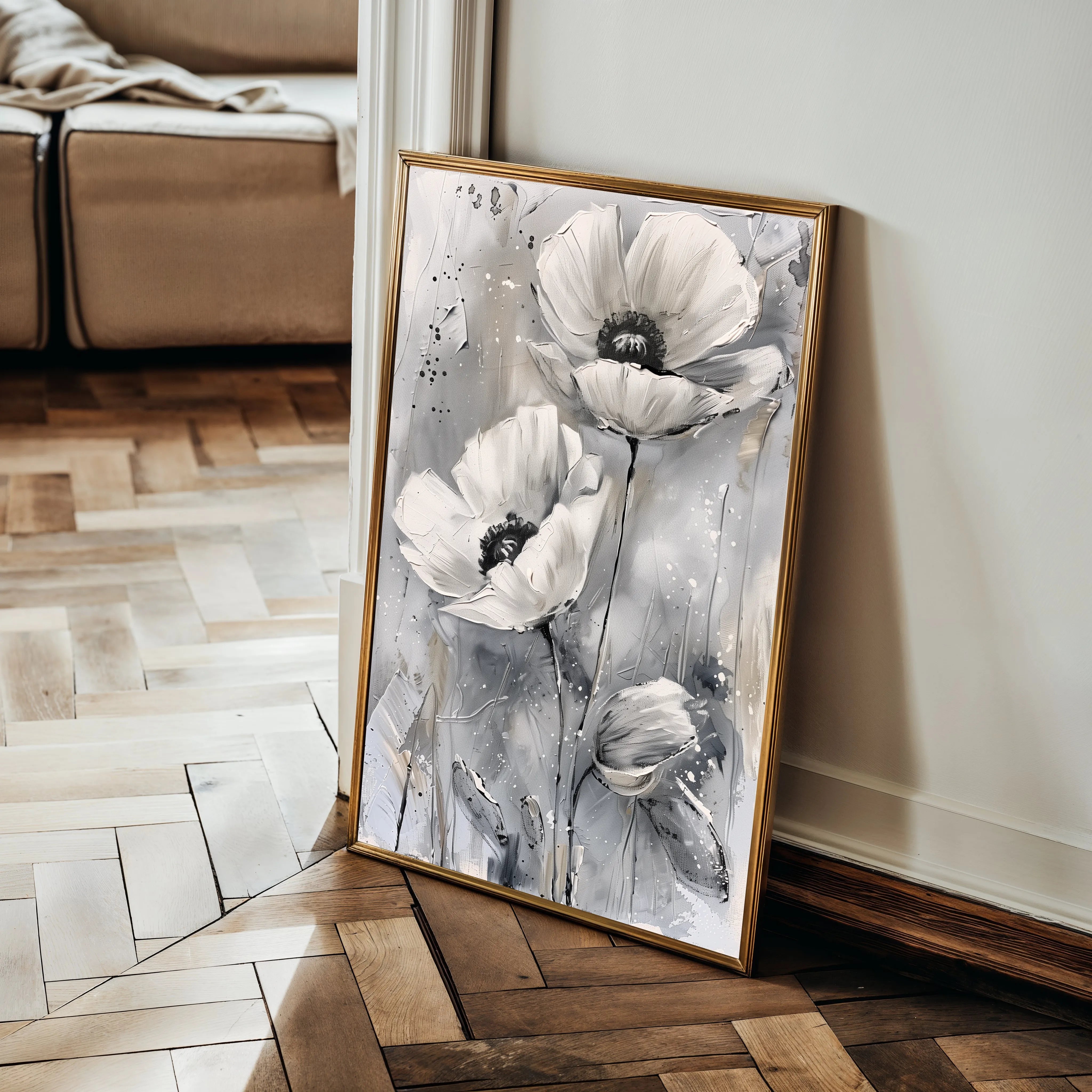 Floral 916 Canvas Art 18" x 24" / 45 x 60 cm / Black