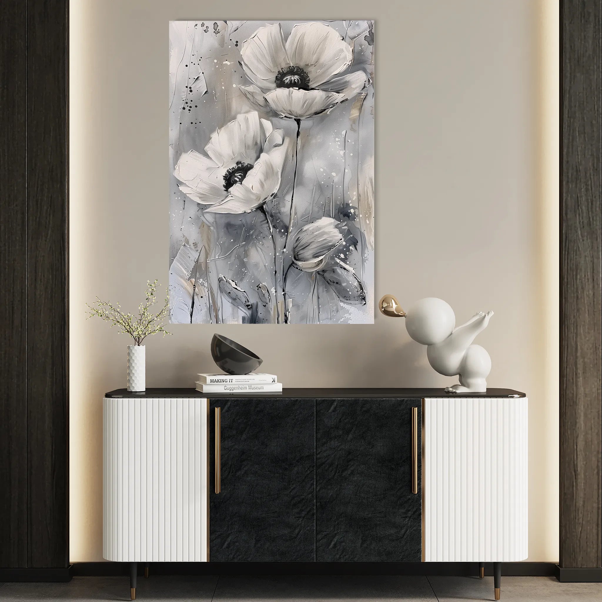 Floral 916 Canvas Art 18" x 24" / 45 x 60 cm / Black