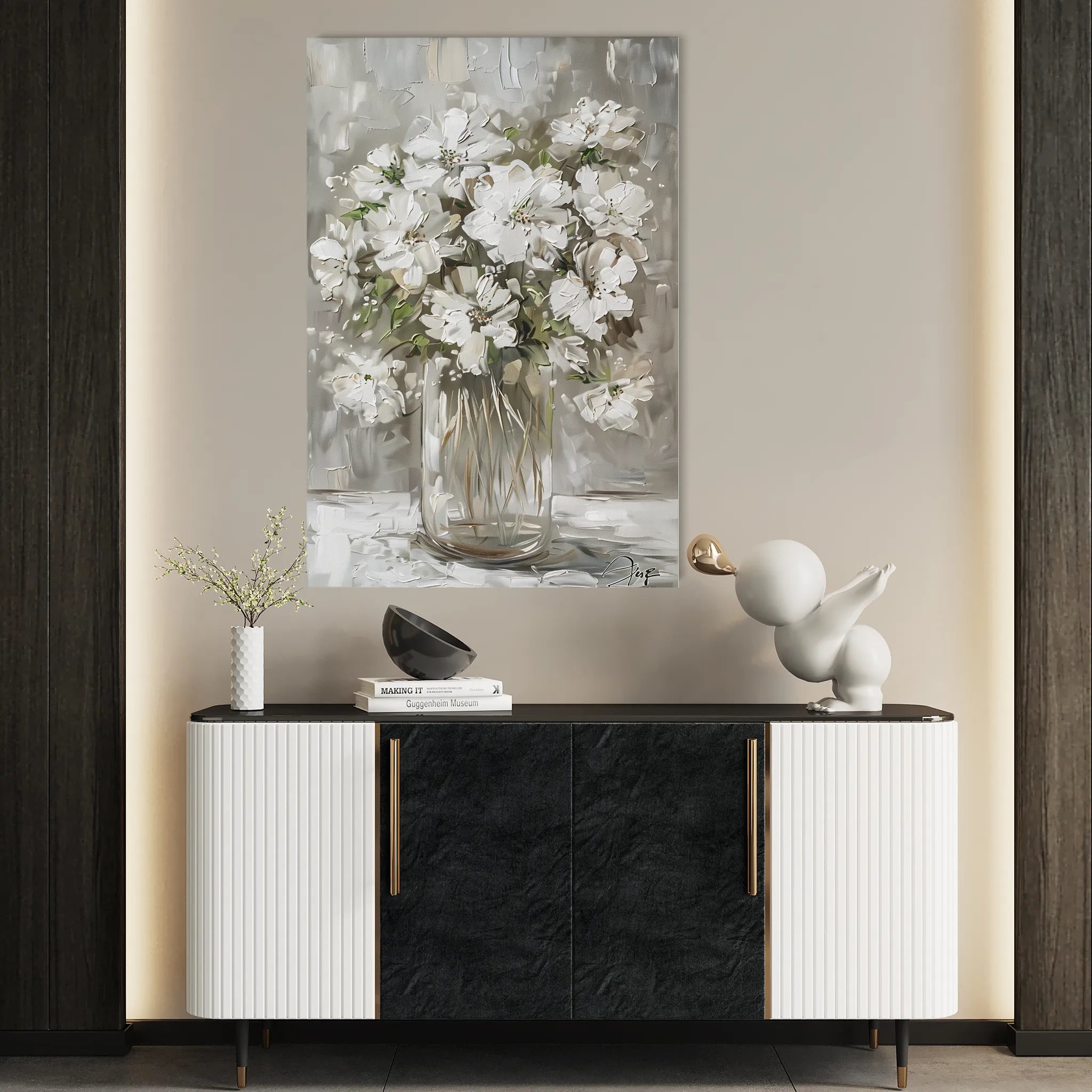 Floral 917 Canvas Art 18" x 24" / 45 x 60 cm / Black