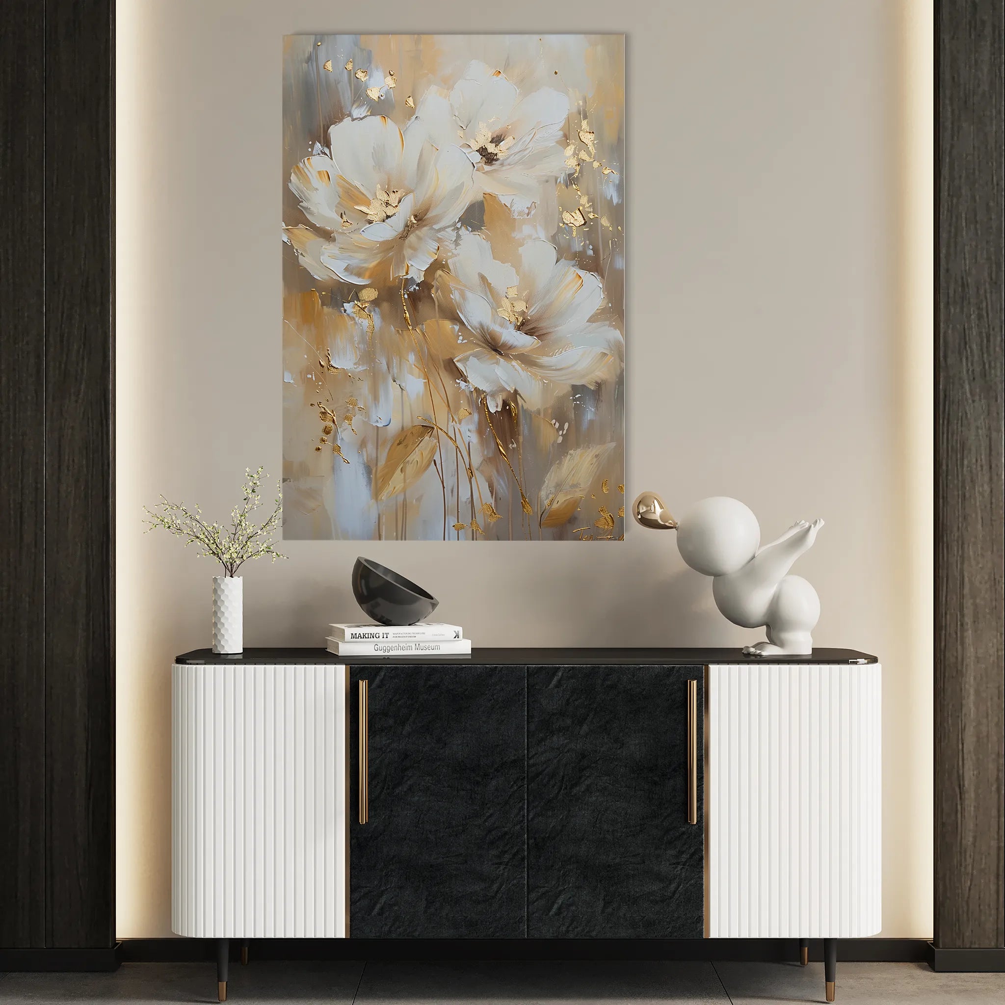Floral 918 Canvas Art 18" x 24" / 45 x 60 cm / Black