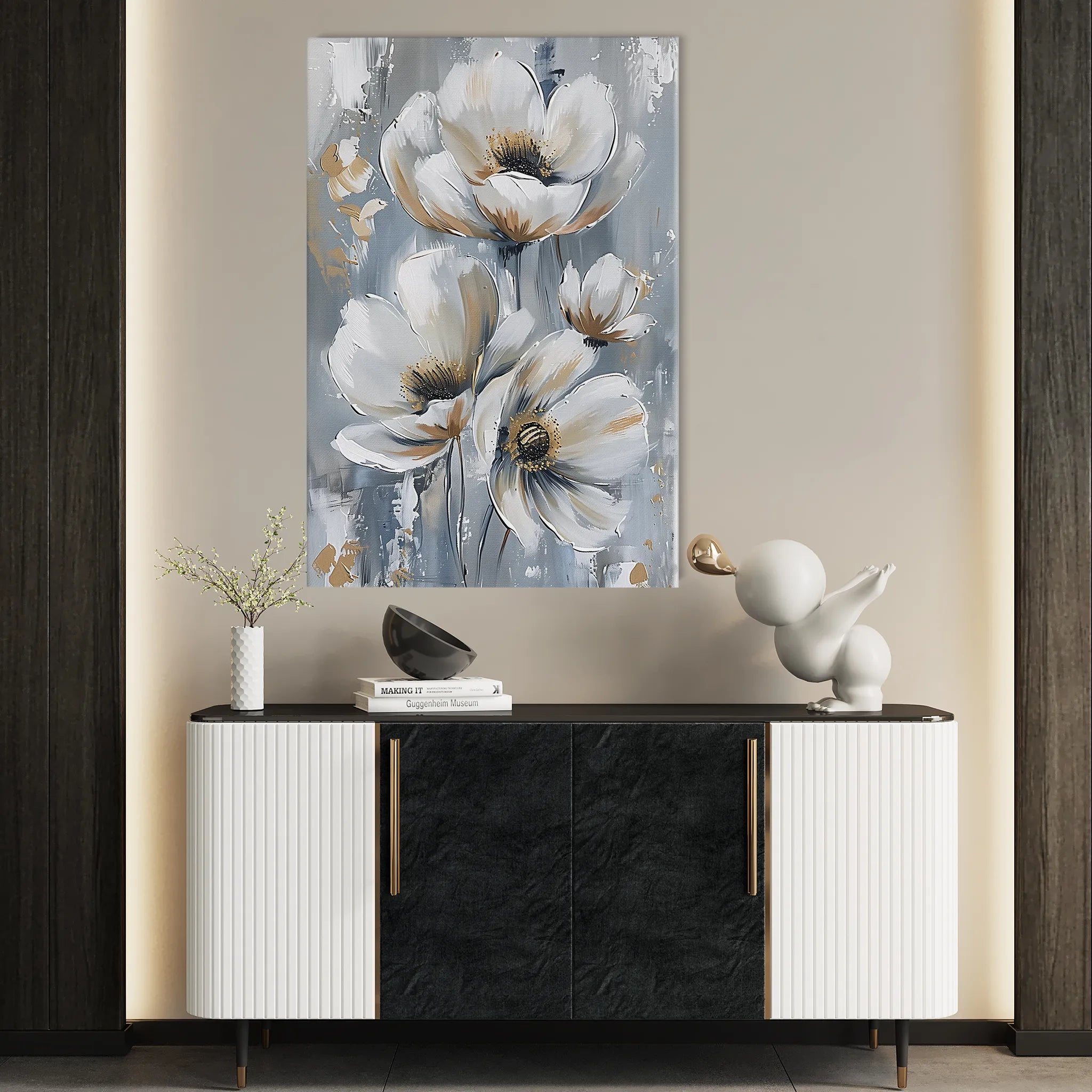 Floral 919 Canvas Art 18" x 24" / 45 x 60 cm / Black