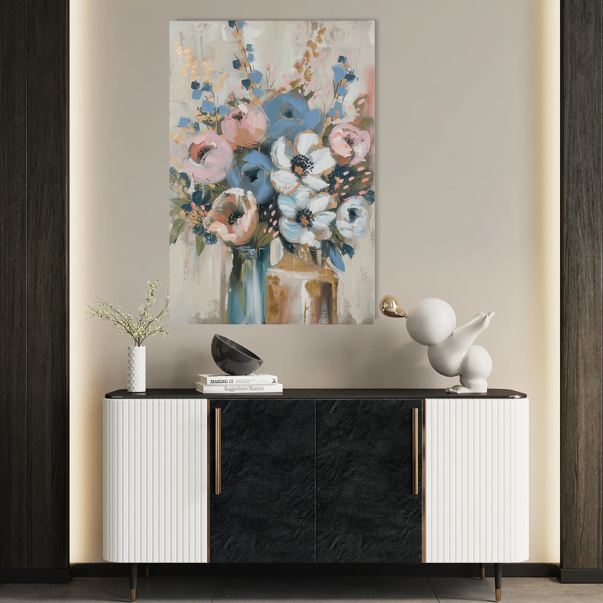 Floral 920 Canvas Art 18" x 24" / 45 x 60 cm / Black