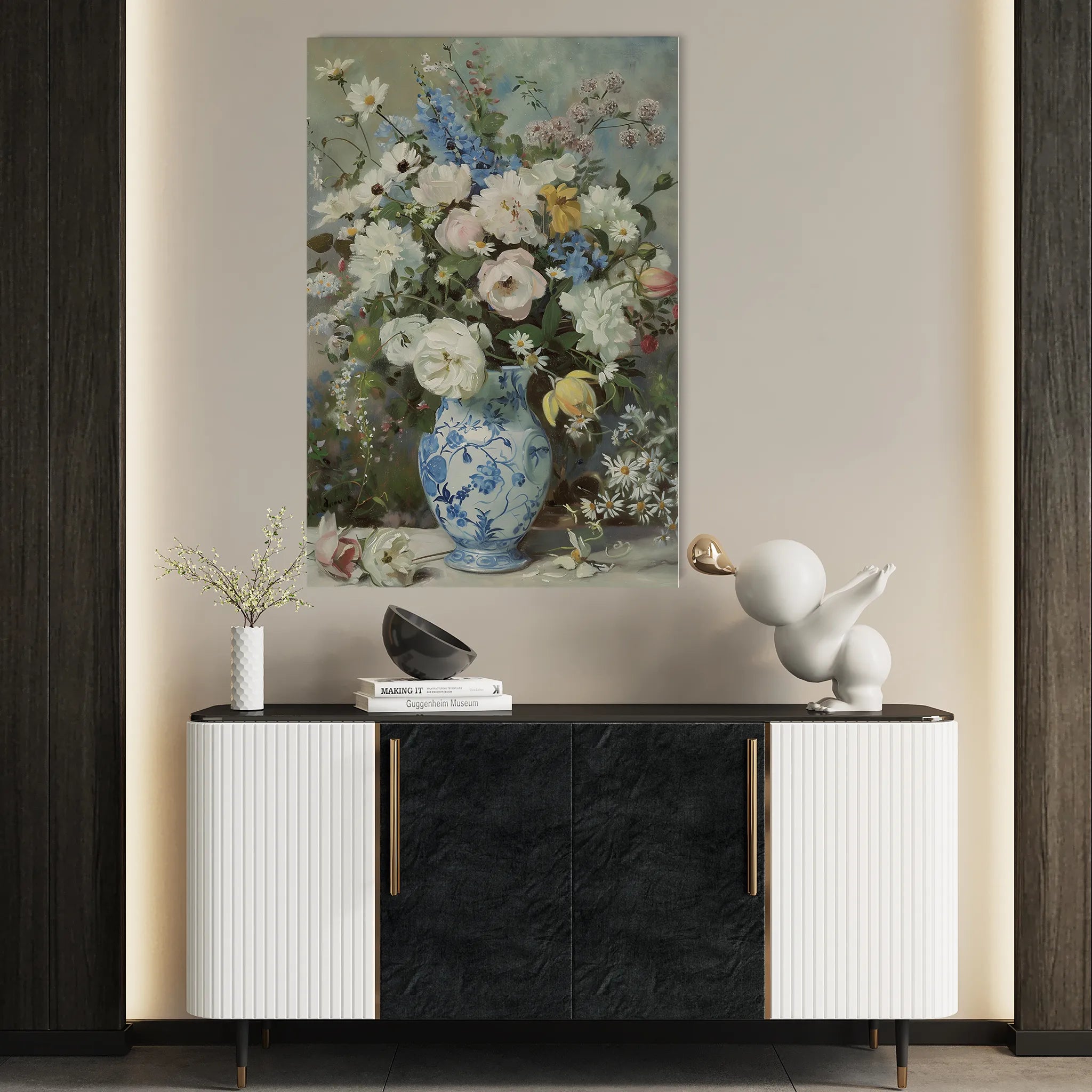 Floral 921 Canvas Art 18" x 24" / 45 x 60 cm / Black