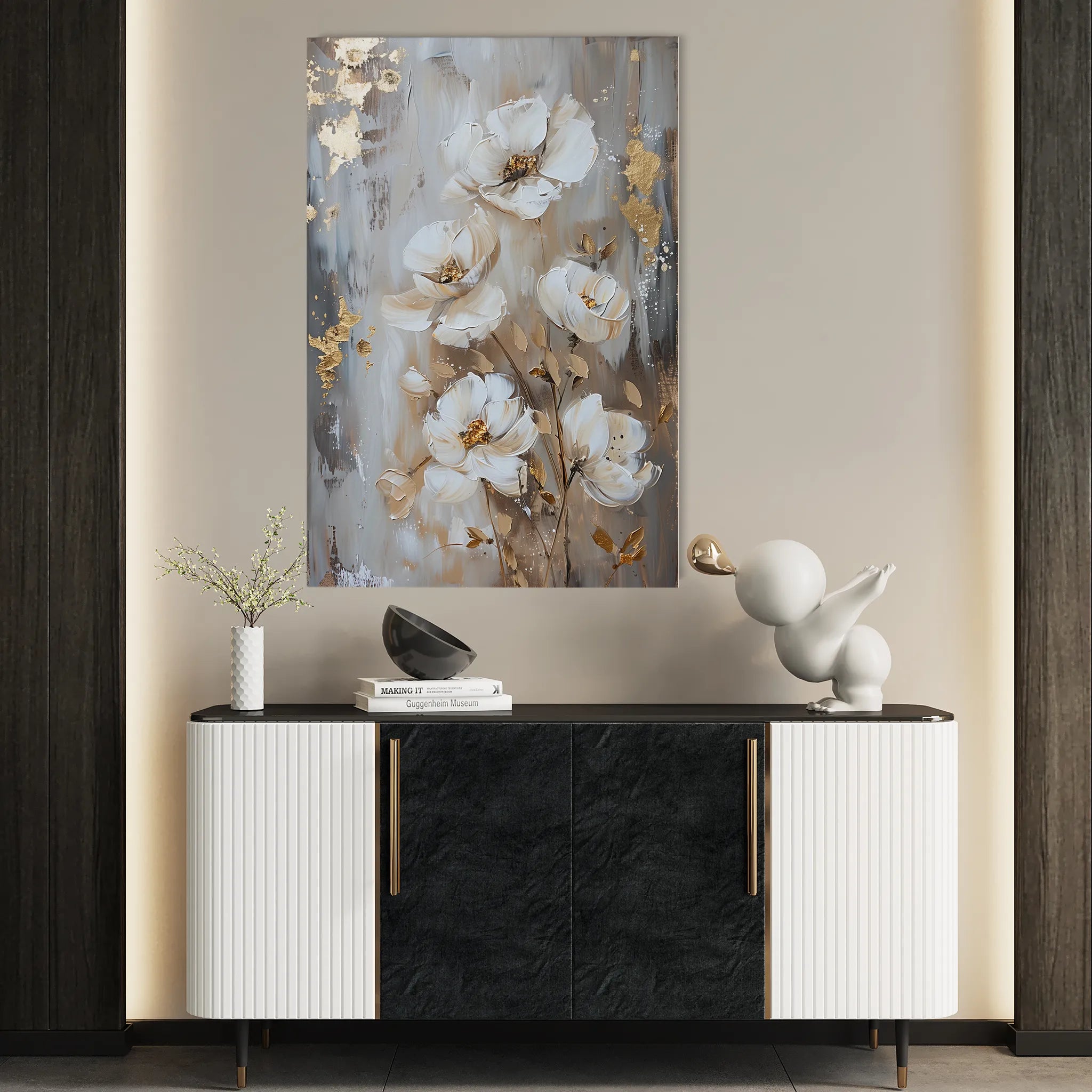 Floral 922 Canvas Art 18" x 24" / 45 x 60 cm / Black