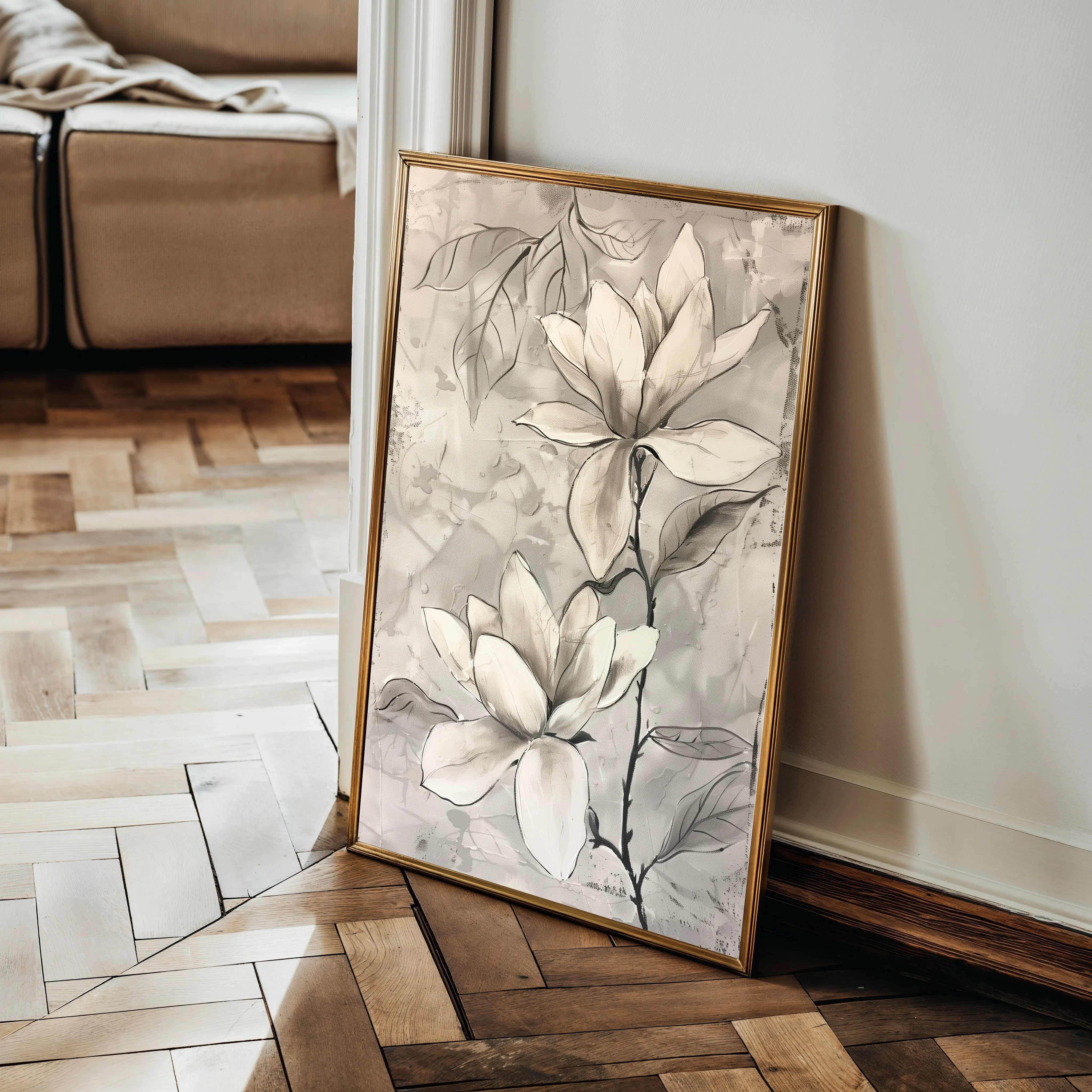 Floral 923 Canvas Art 18" x 24" / 45 x 60 cm / Black