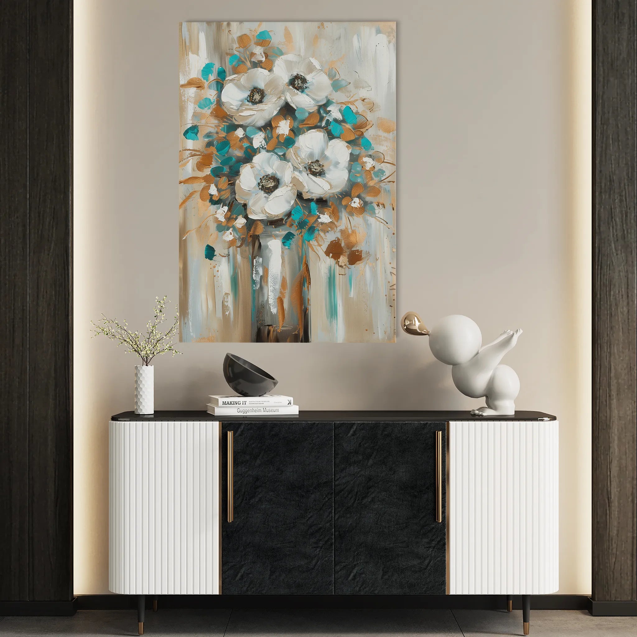 Floral 924 Canvas Art 18" x 24" / 45 x 60 cm / Black