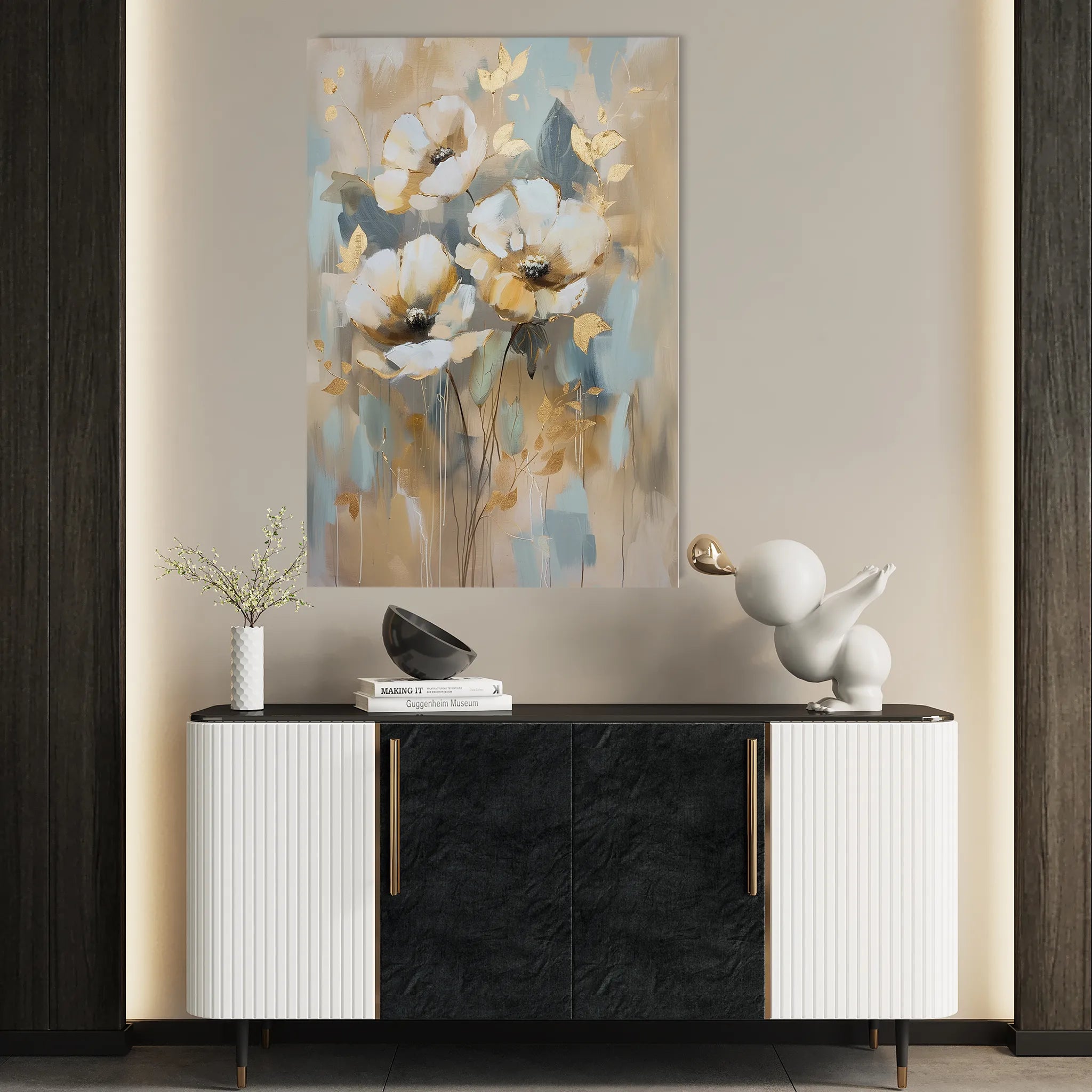 Floral 926 Canvas Art 18" x 24" / 45 x 60 cm / Black