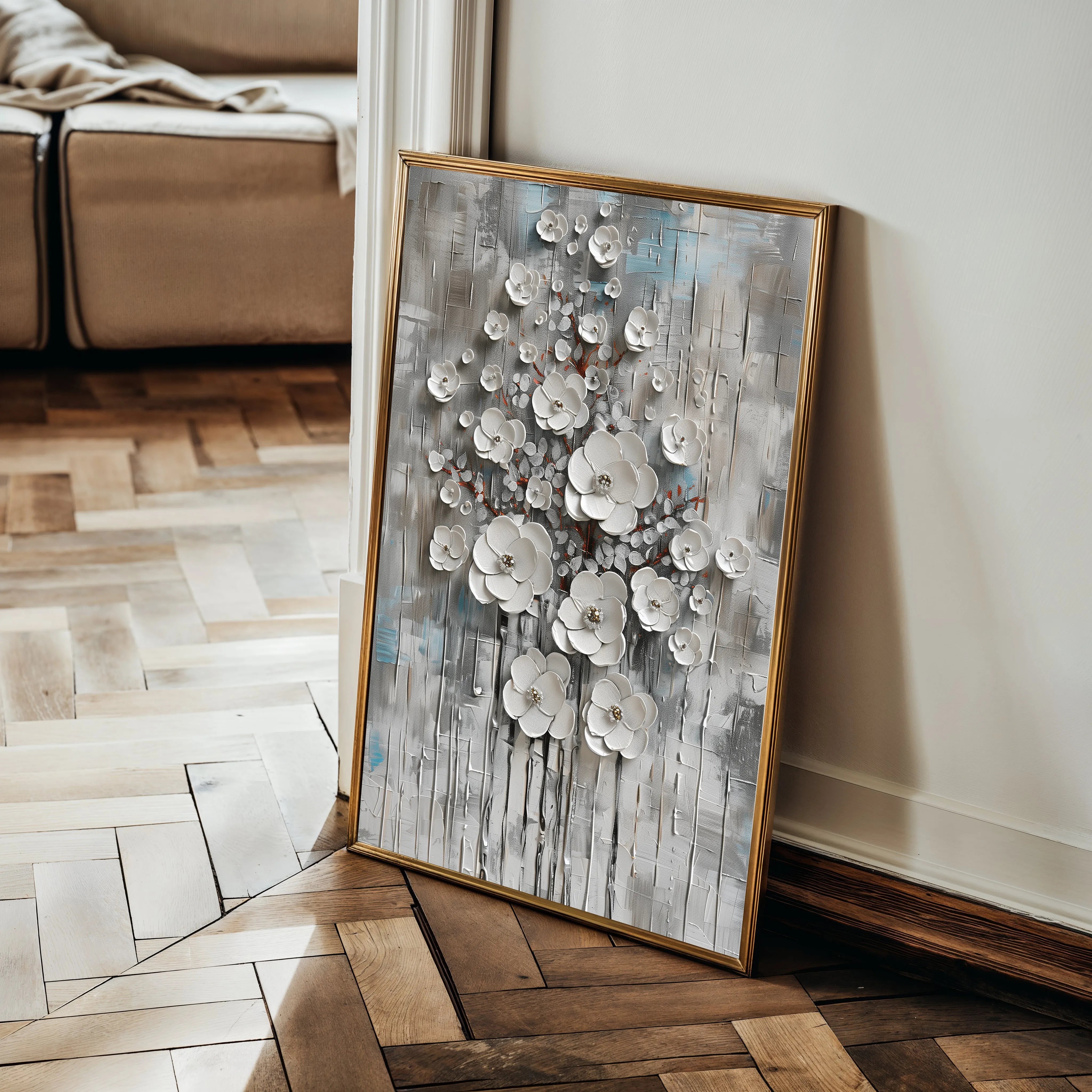 Floral 927 Canvas Art 18" x 24" / 45 x 60 cm / Black
