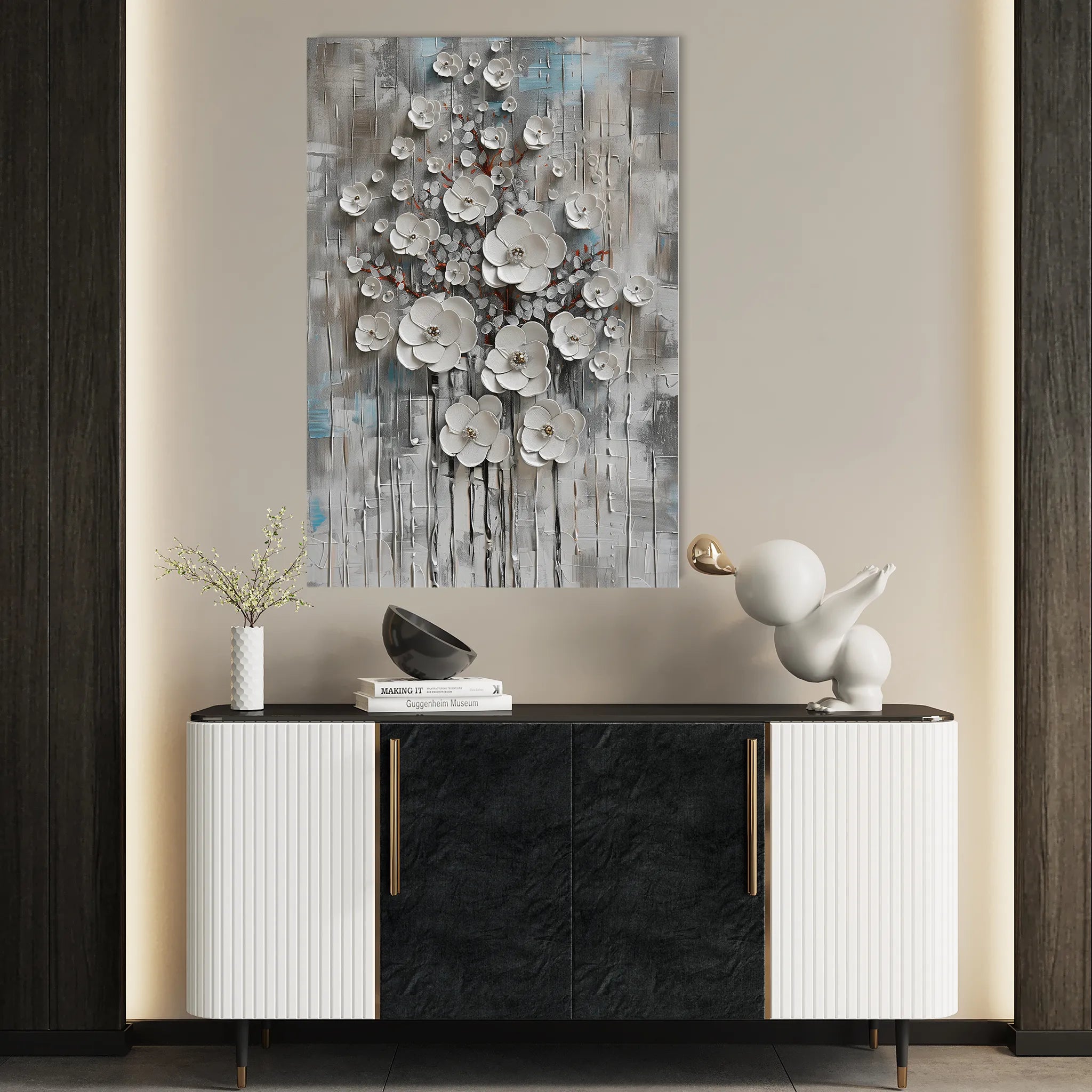 Floral 927 Canvas Art 18" x 24" / 45 x 60 cm / Black