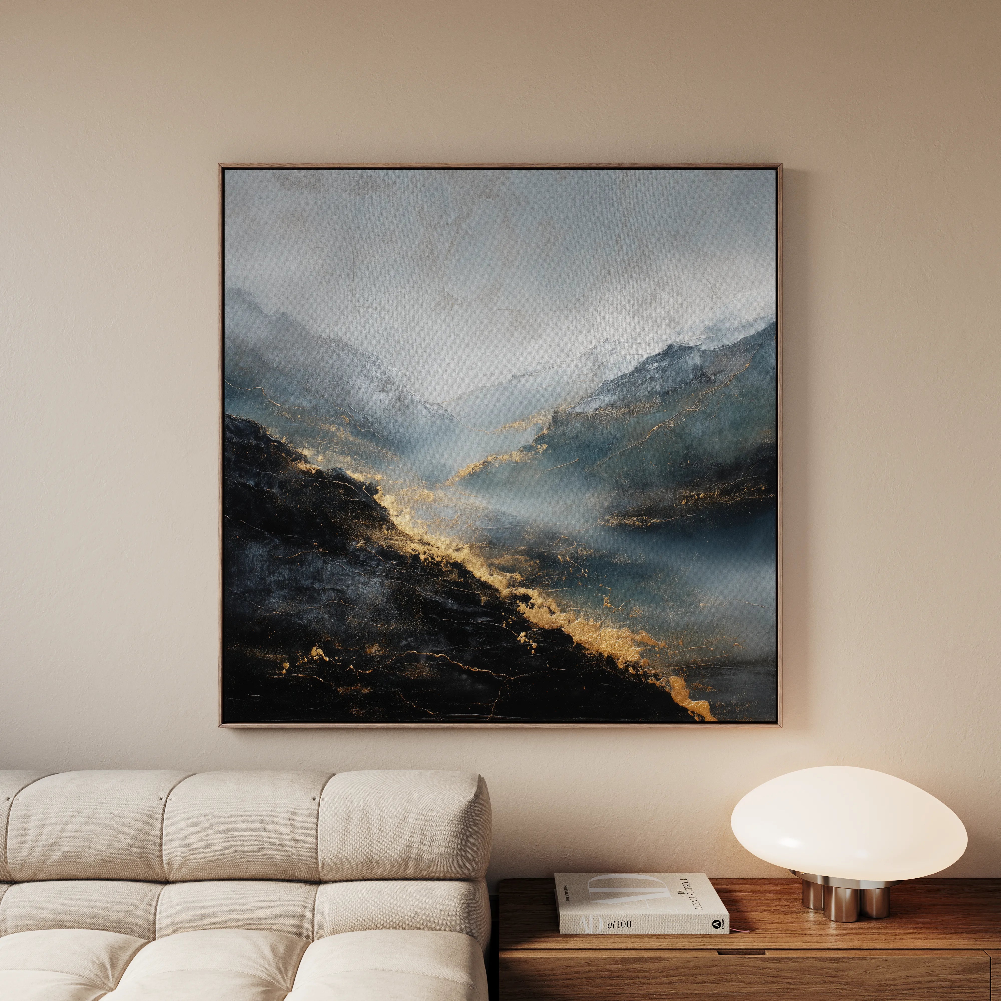 Abstract 928 Canvas Art 16" x 16" / 40 x 40 cm / Black