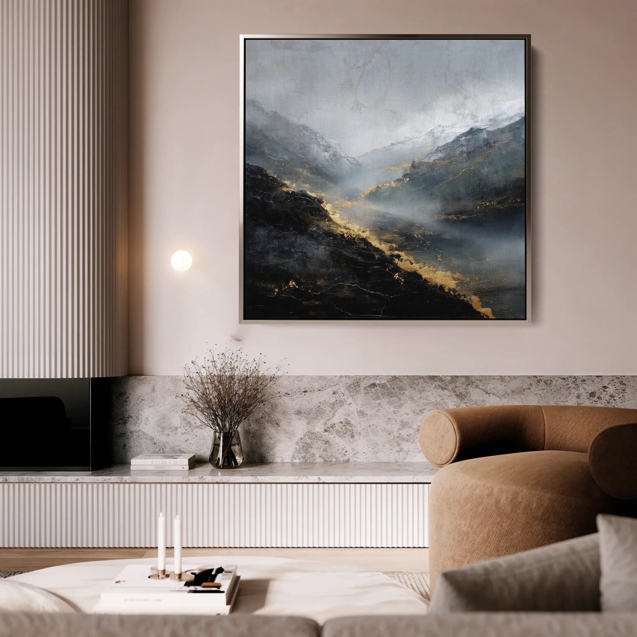 Abstract 928 Canvas Art 16" x 16" / 40 x 40 cm / Black