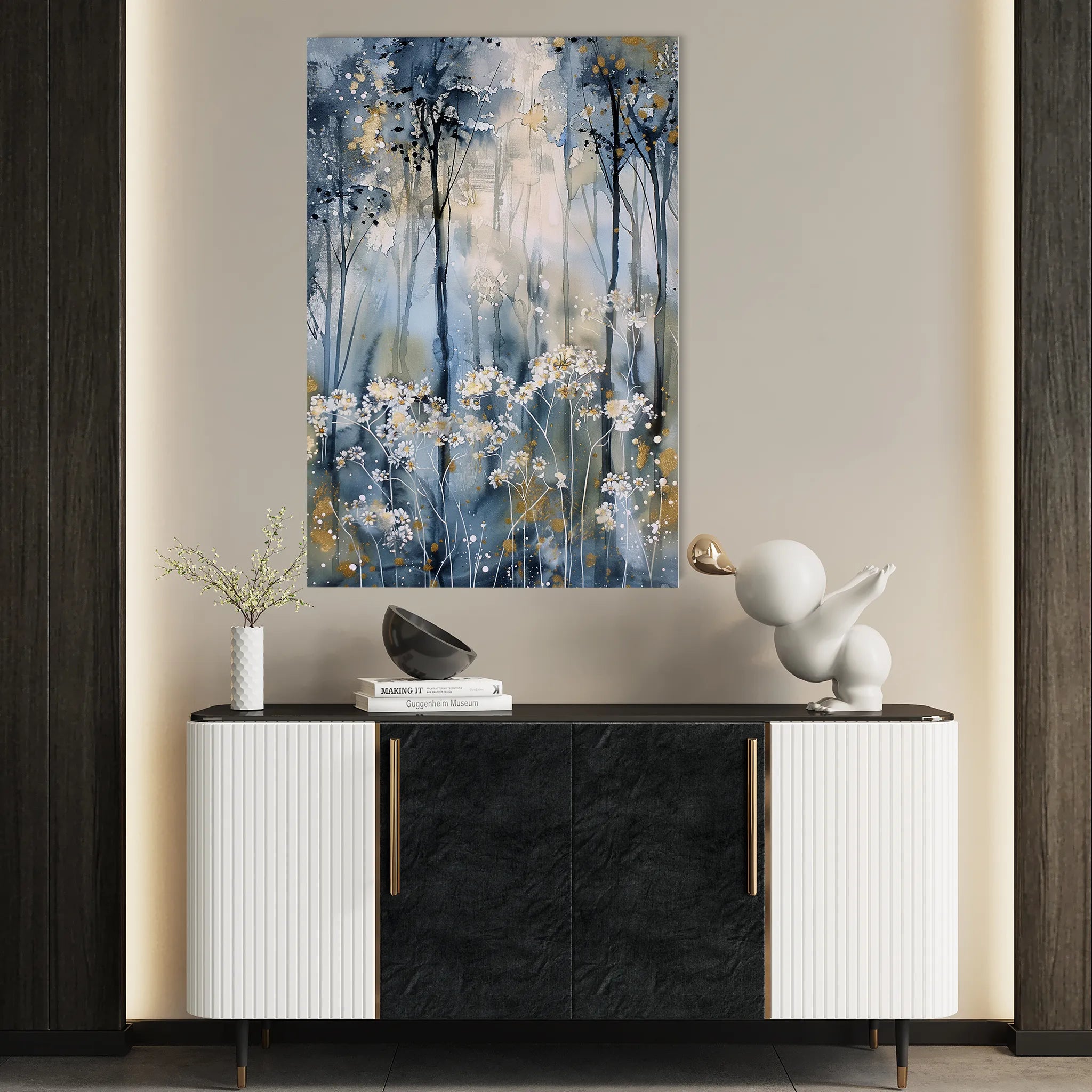 Floral 928 Canvas Art 18" x 24" / 45 x 60 cm / Black