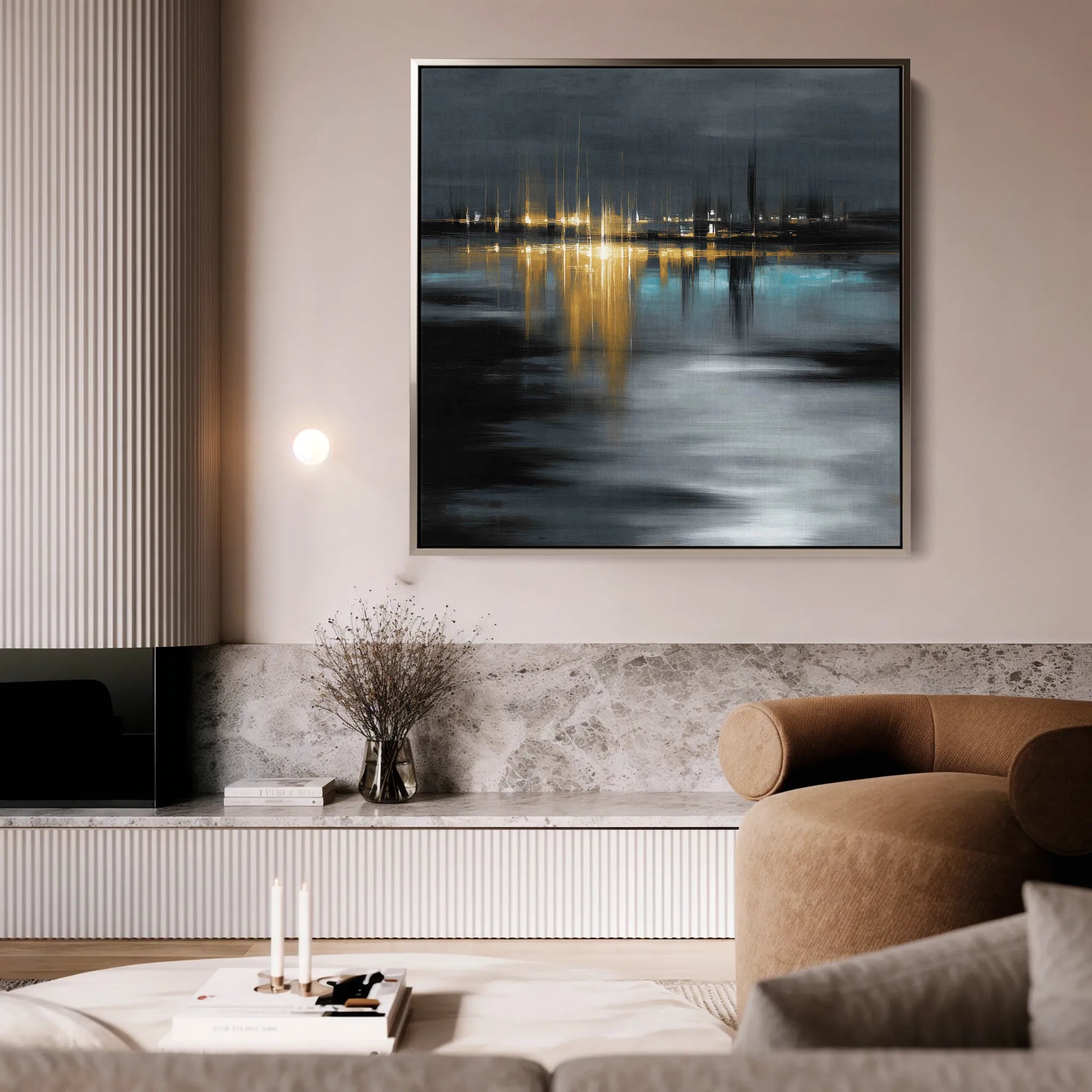 Abstract 929 Canvas Art 16" x 16" / 40 x 40 cm / Black