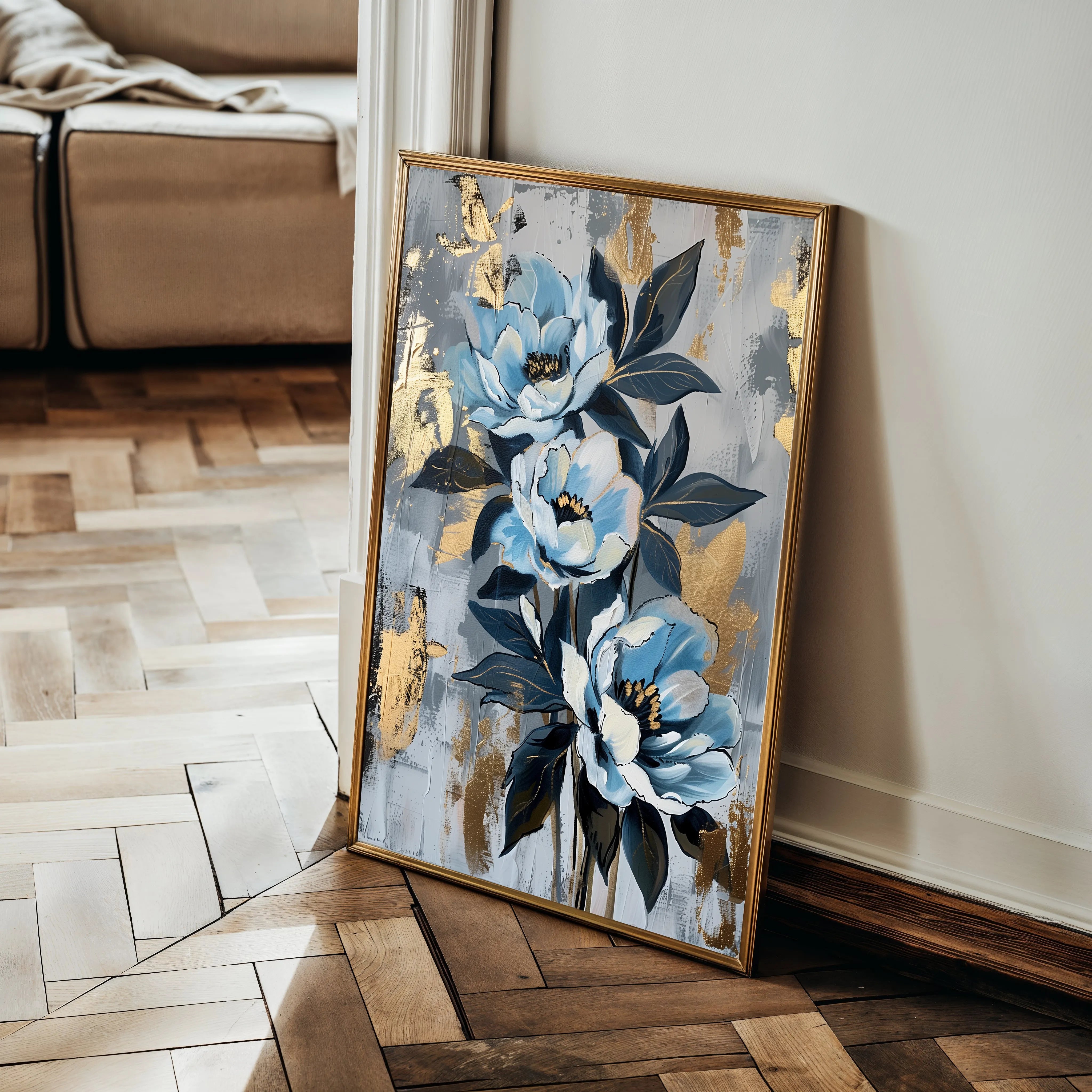 Floral 930 Canvas Art 18" x 24" / 45 x 60 cm / Black