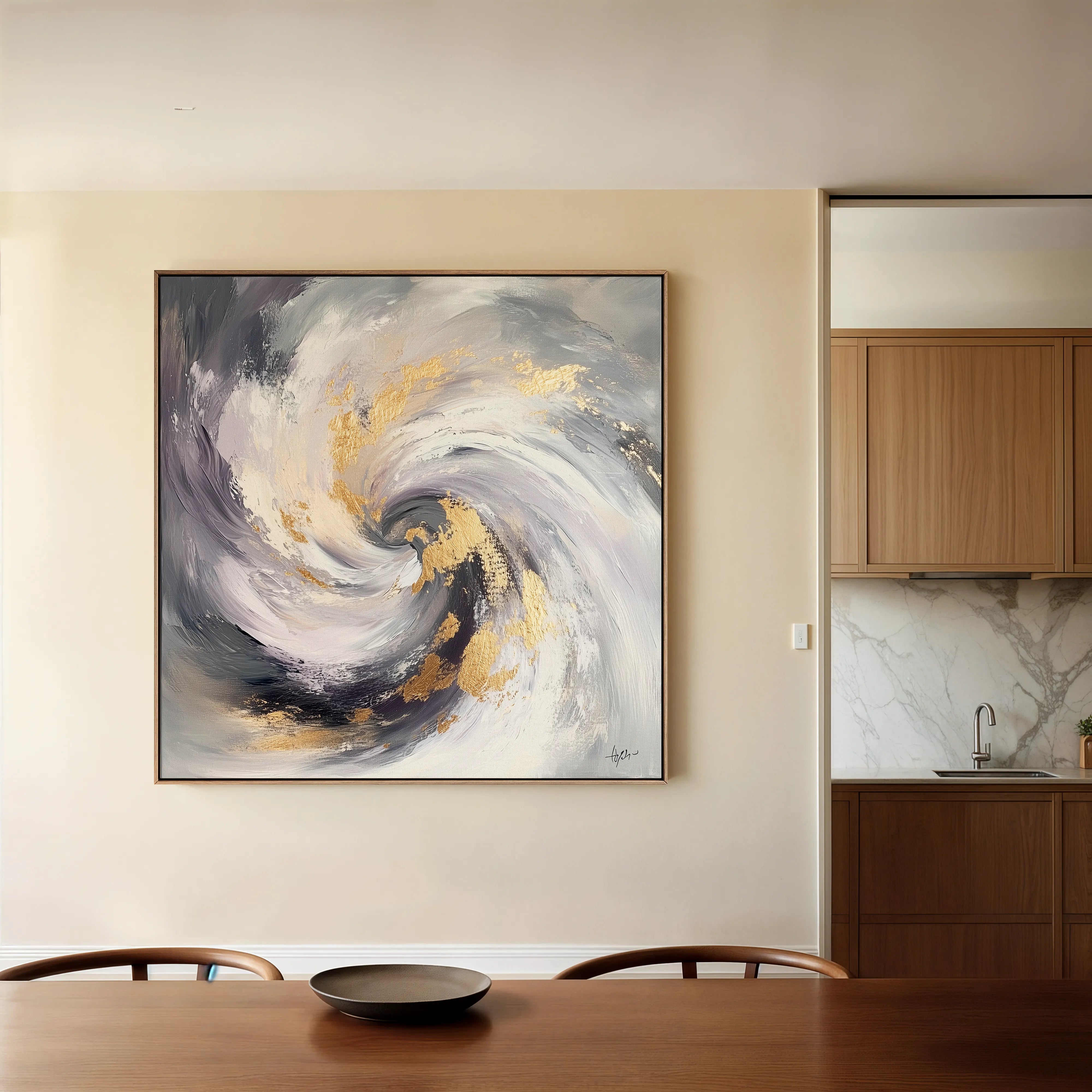 Abstract 938 Canvas Art 16" x 16" / 40 x 40 cm / Black