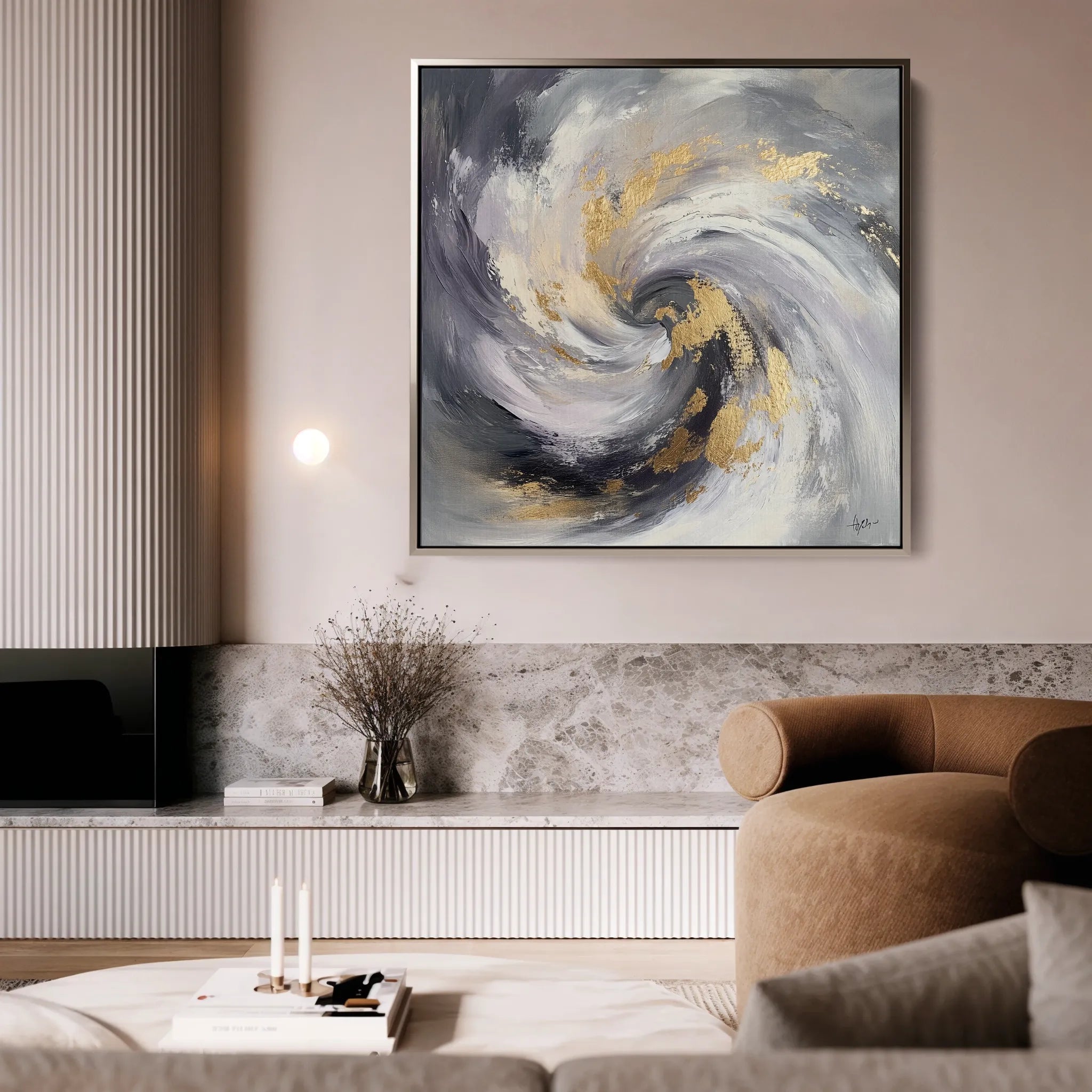 Abstract 938 Canvas Art 16" x 16" / 40 x 40 cm / Black