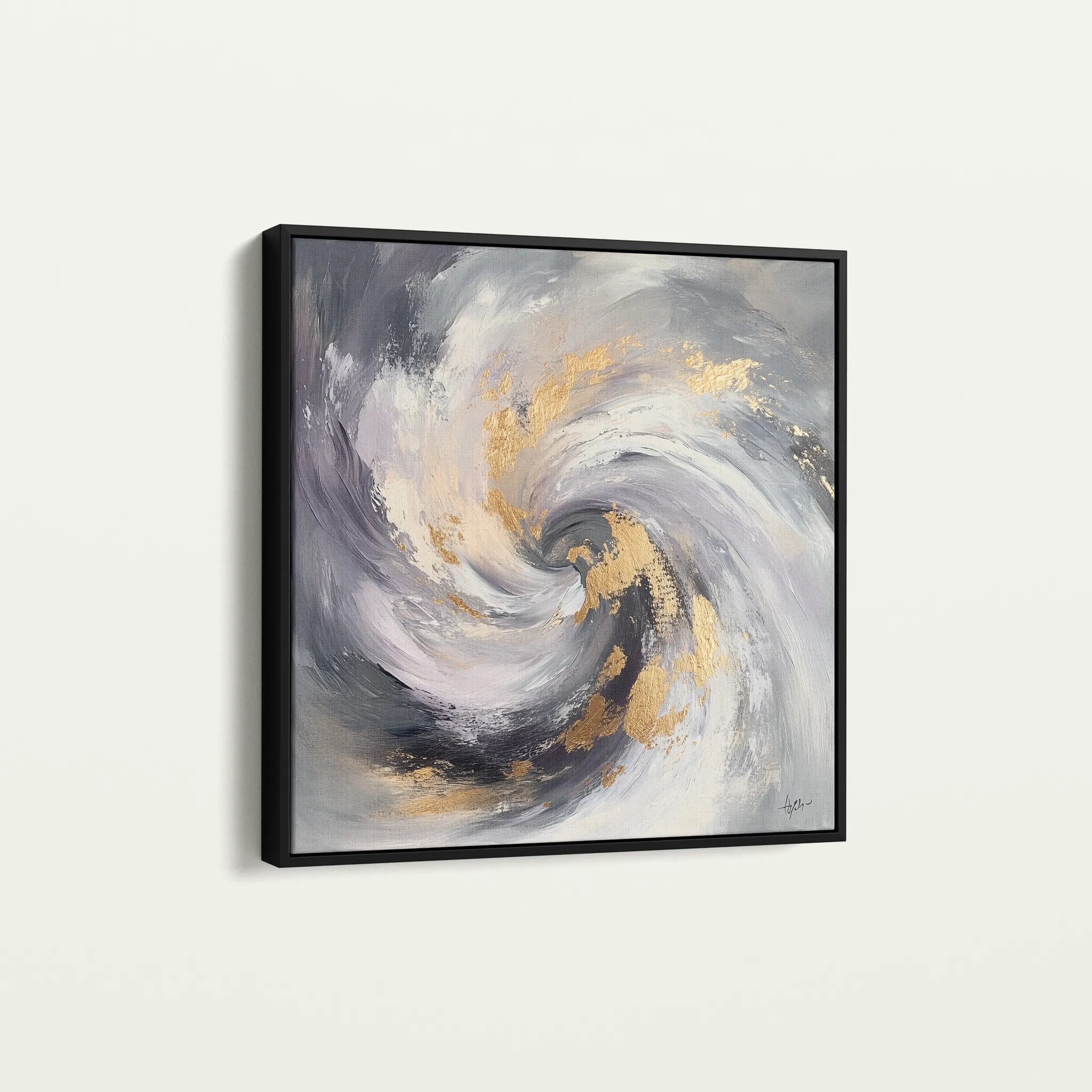 Abstract 938 Canvas Art 16" x 16" / 40 x 40 cm / Black