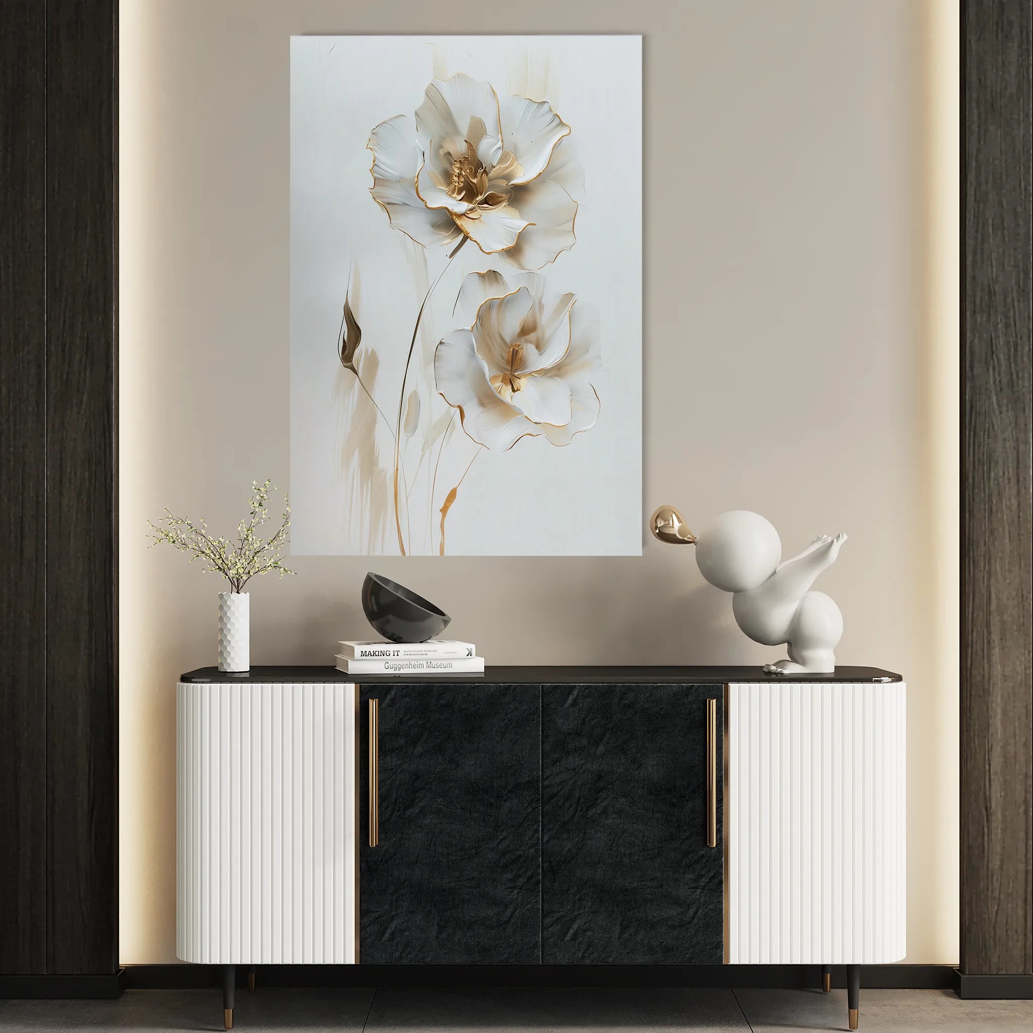 Floral 938 Canvas Art 18" x 24" / 45 x 60 cm / Black