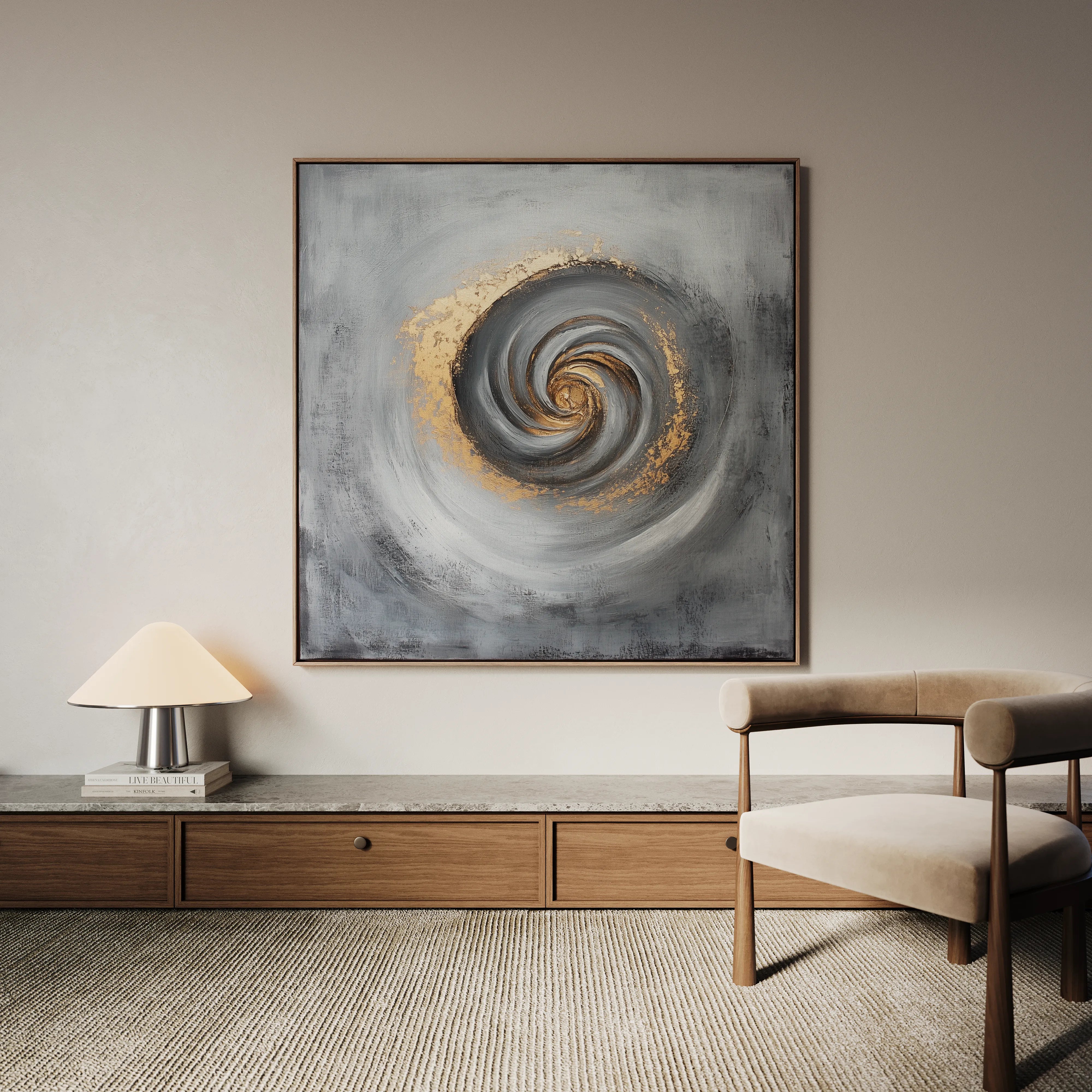Abstract 939 Canvas Art 16" x 16" / 40 x 40 cm / Black