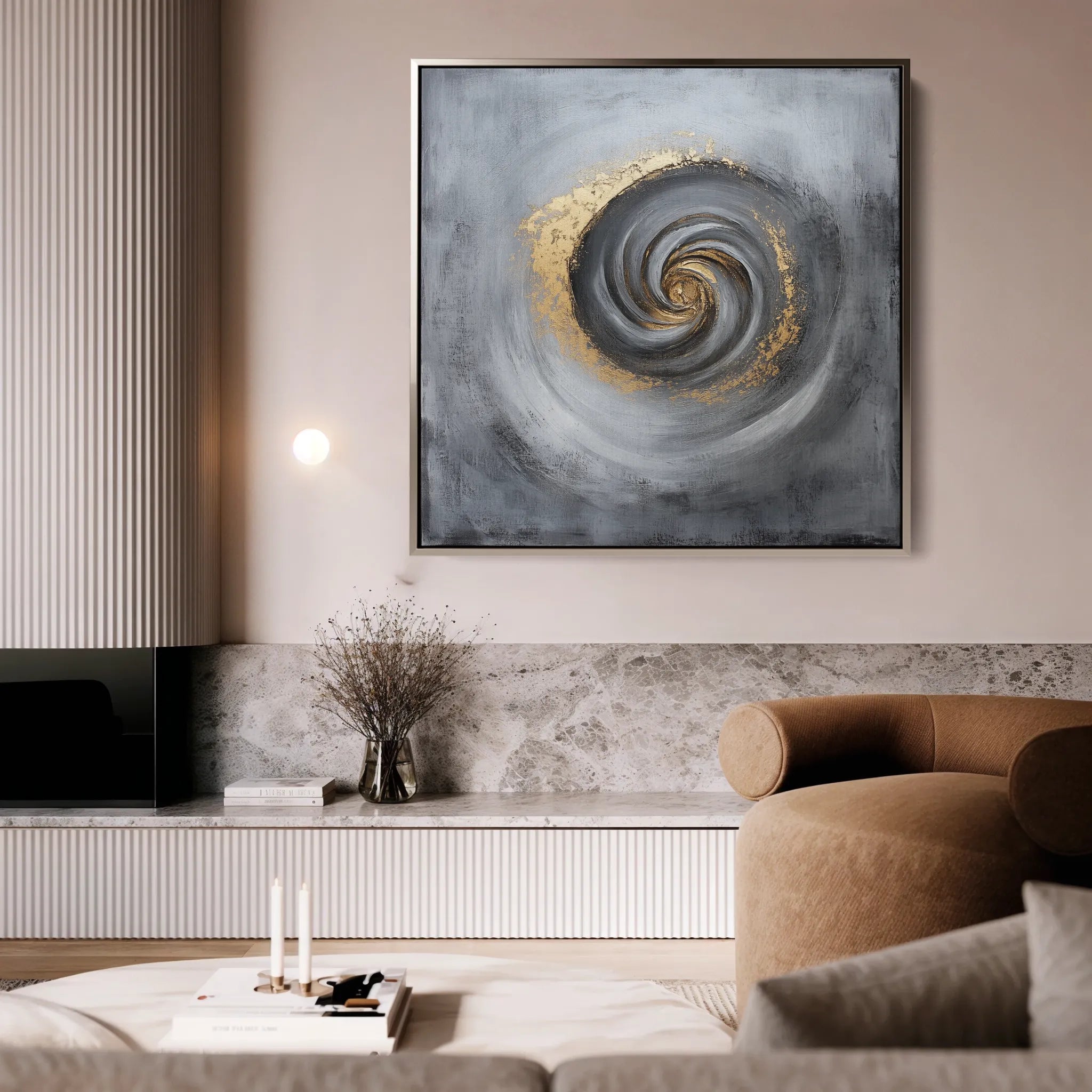 Abstract 939 Canvas Art 16" x 16" / 40 x 40 cm / Black