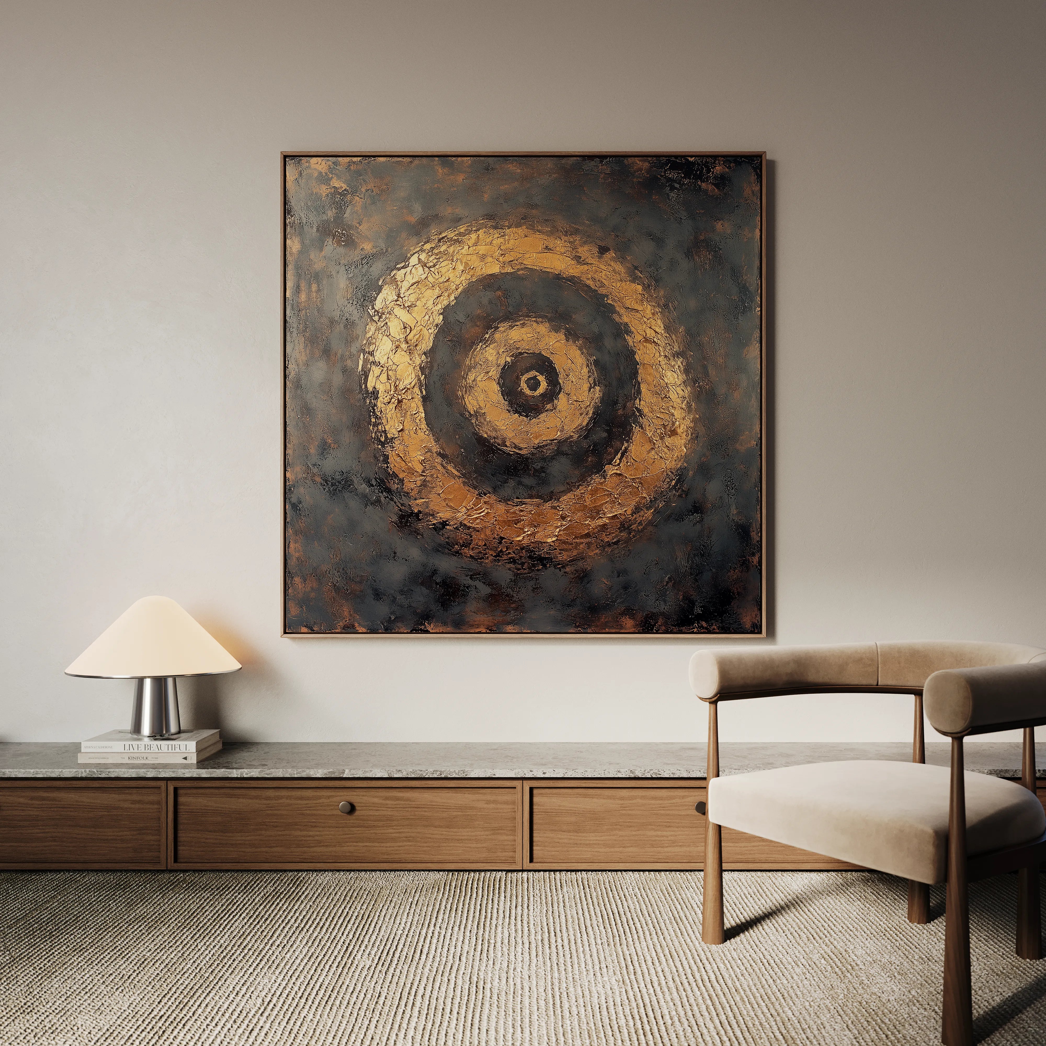 Abstract 948 Canvas Art 16" x 16" / 40 x 40 cm / Black