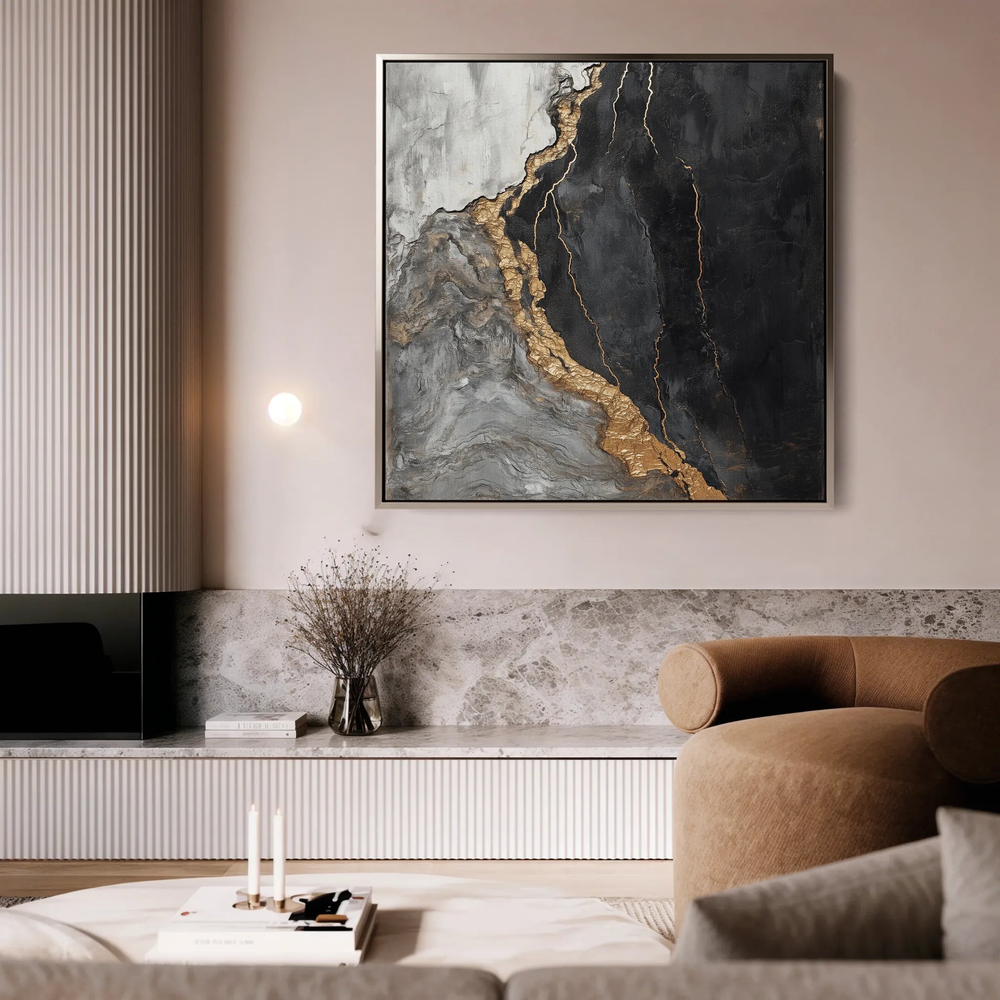 Abstract 949 Canvas Art 16" x 16" / 40 x 40 cm / Black