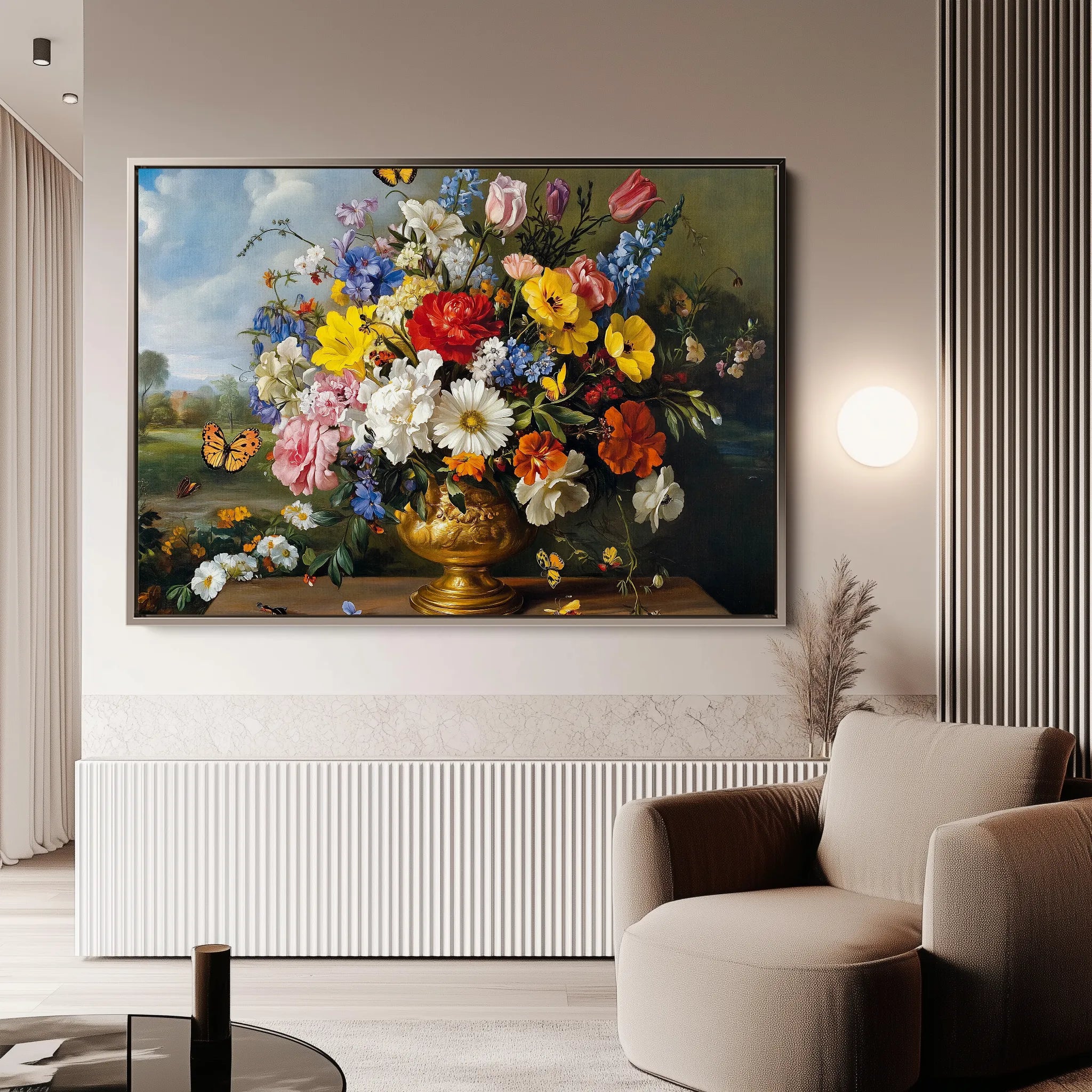 Floral 952 Canvas Art 18" x 24" / 45 x 60 cm / Black